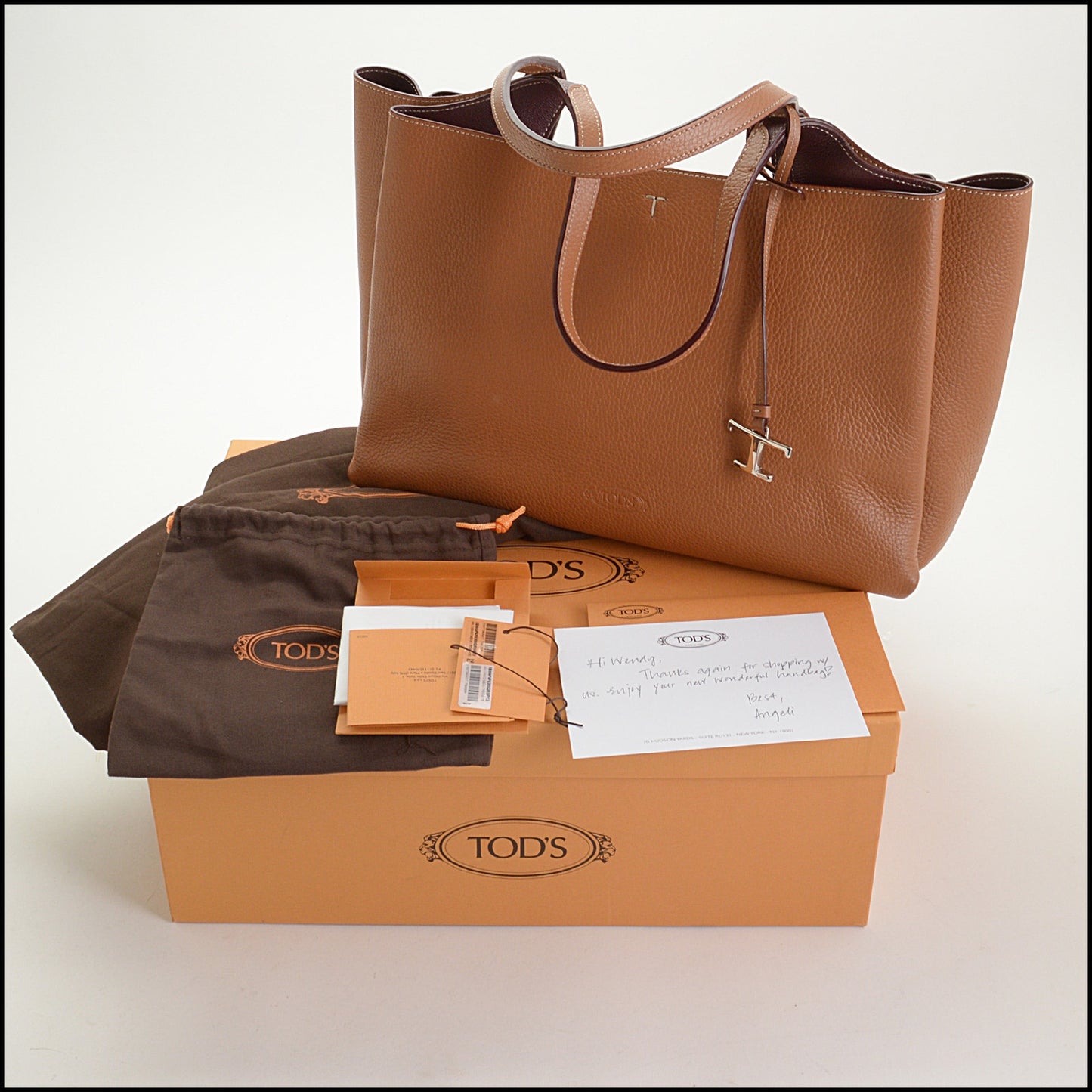 RDC14933 TOD'S Brow/Burgundy Leather Mancini Media Tote Bag