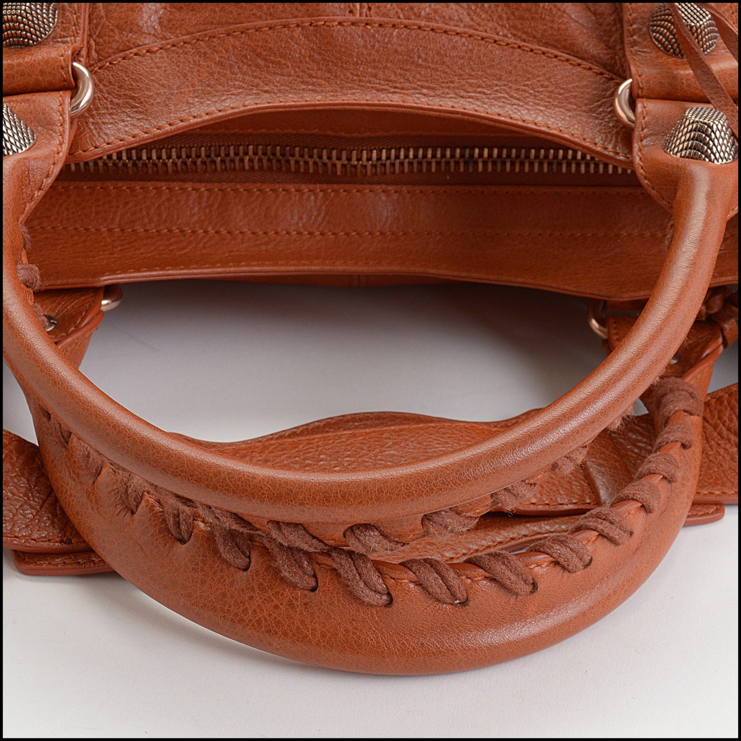 RDC14350 Authentic BALENCIAGA '11 Orange Lambskin Rose Giant HW Part Time Bag