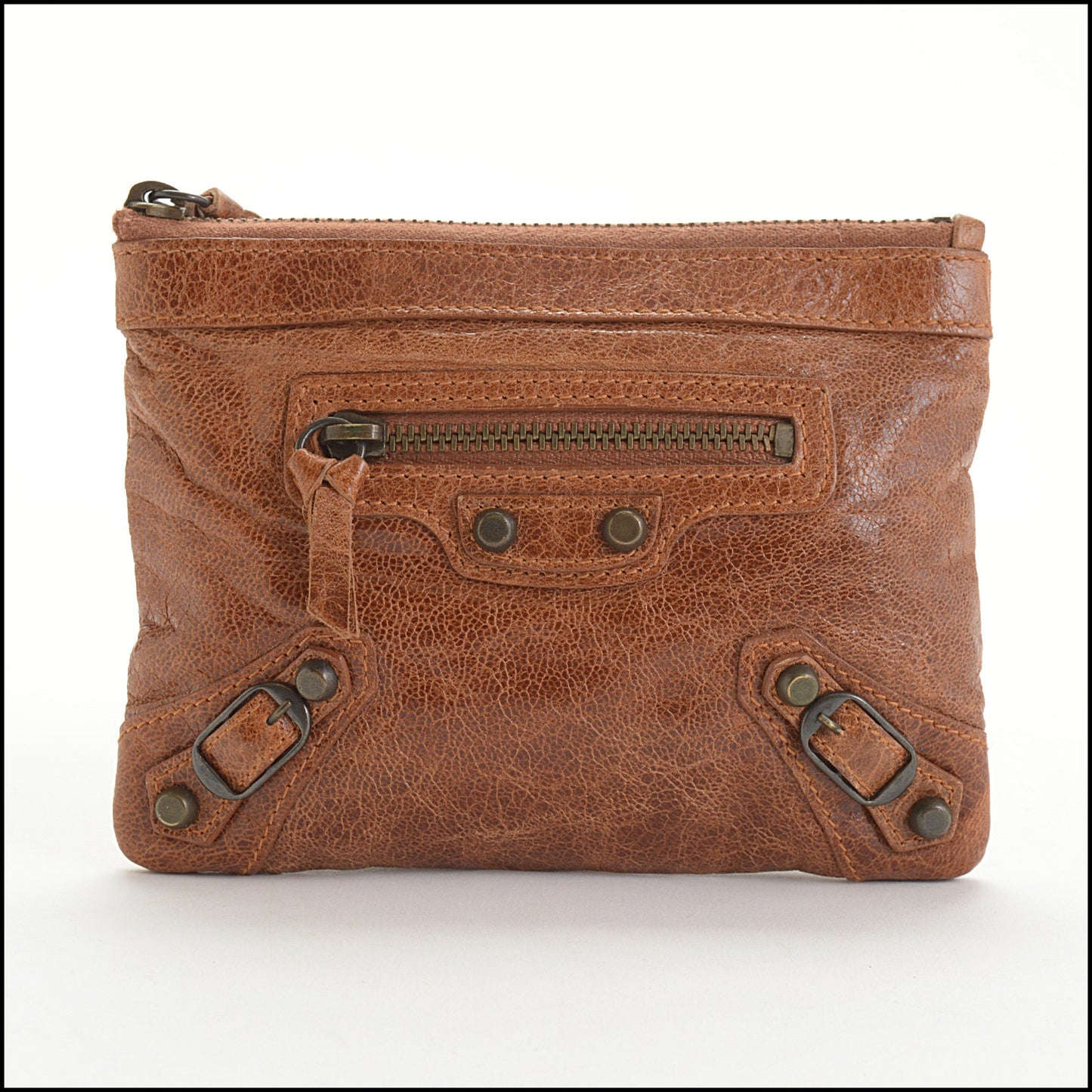 RDC14519 BALENCIAGA SS '09 Autumn Brown Lambskin Coin Pouch Mini Purse