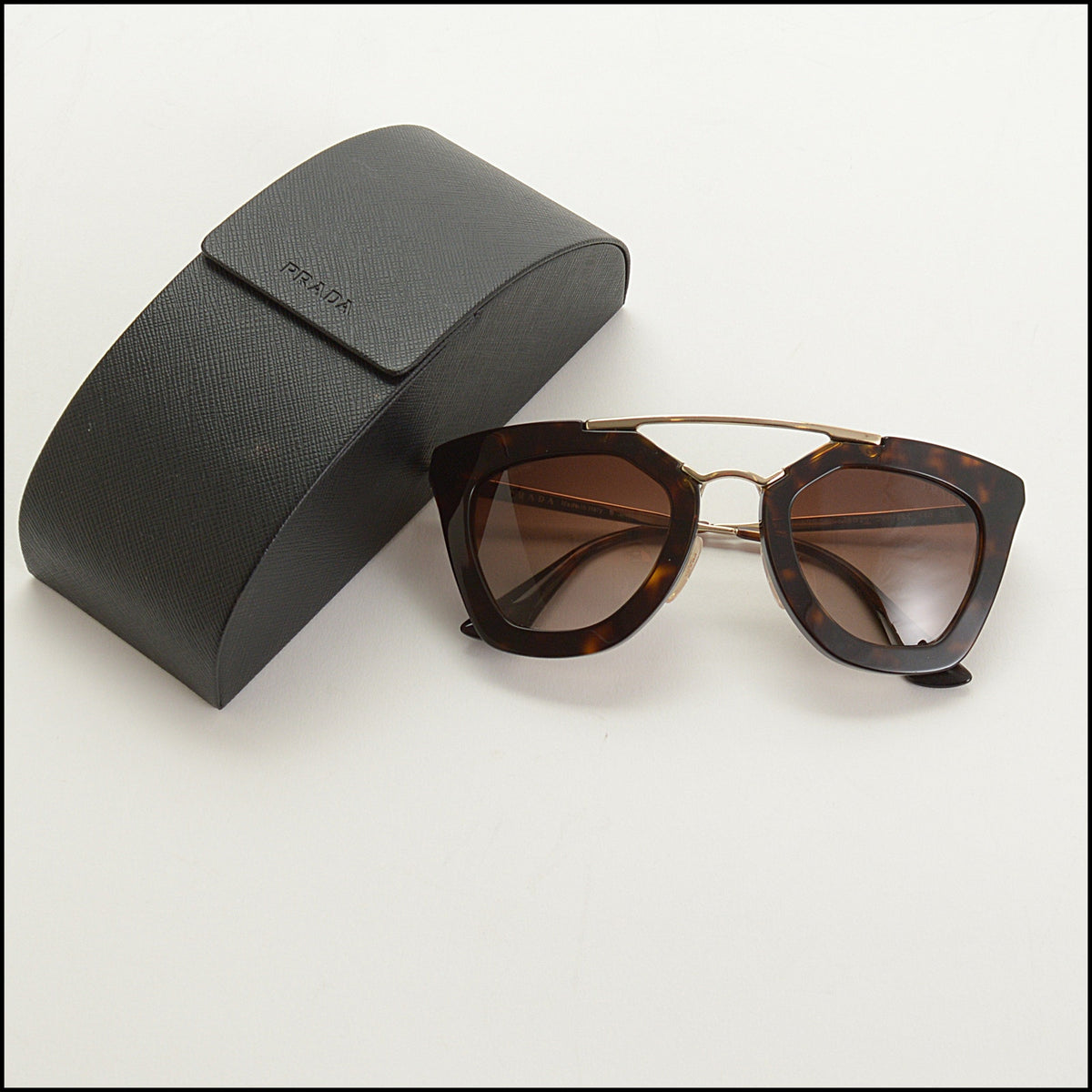 RDC15658 PRADA Tortoiseshell Acetate Cinema Aviator Sunglasses SPR09Q