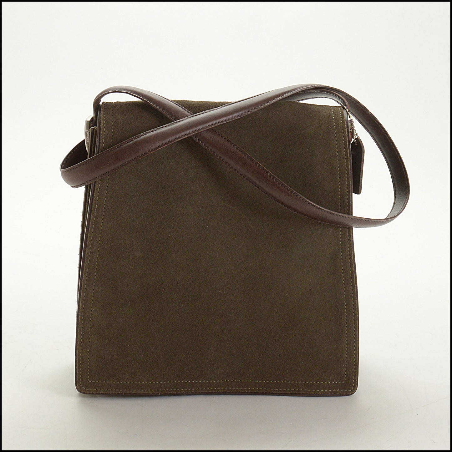 RDC15183 COACH Green Suede Flap Bag