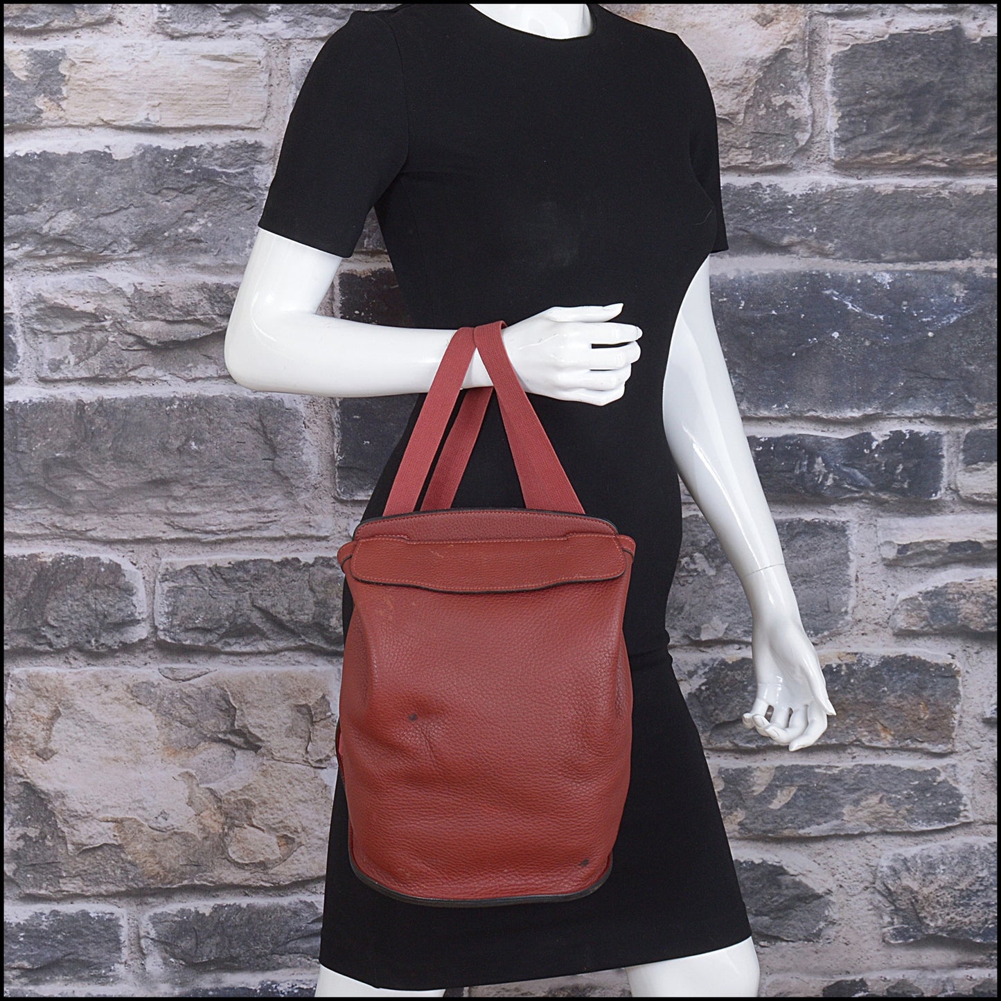 RDC15182 HERMES 2000 Red Leather Sherpa Backpack