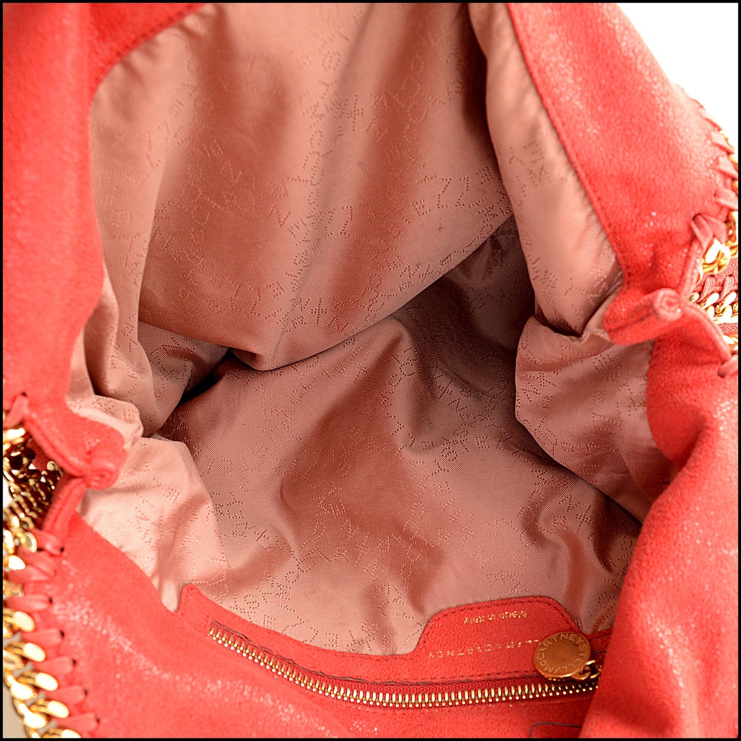 RDC14651 STELLA MCCARTNEY Red Faux Brushed-Leather Falabella Medium Shoulder Bag