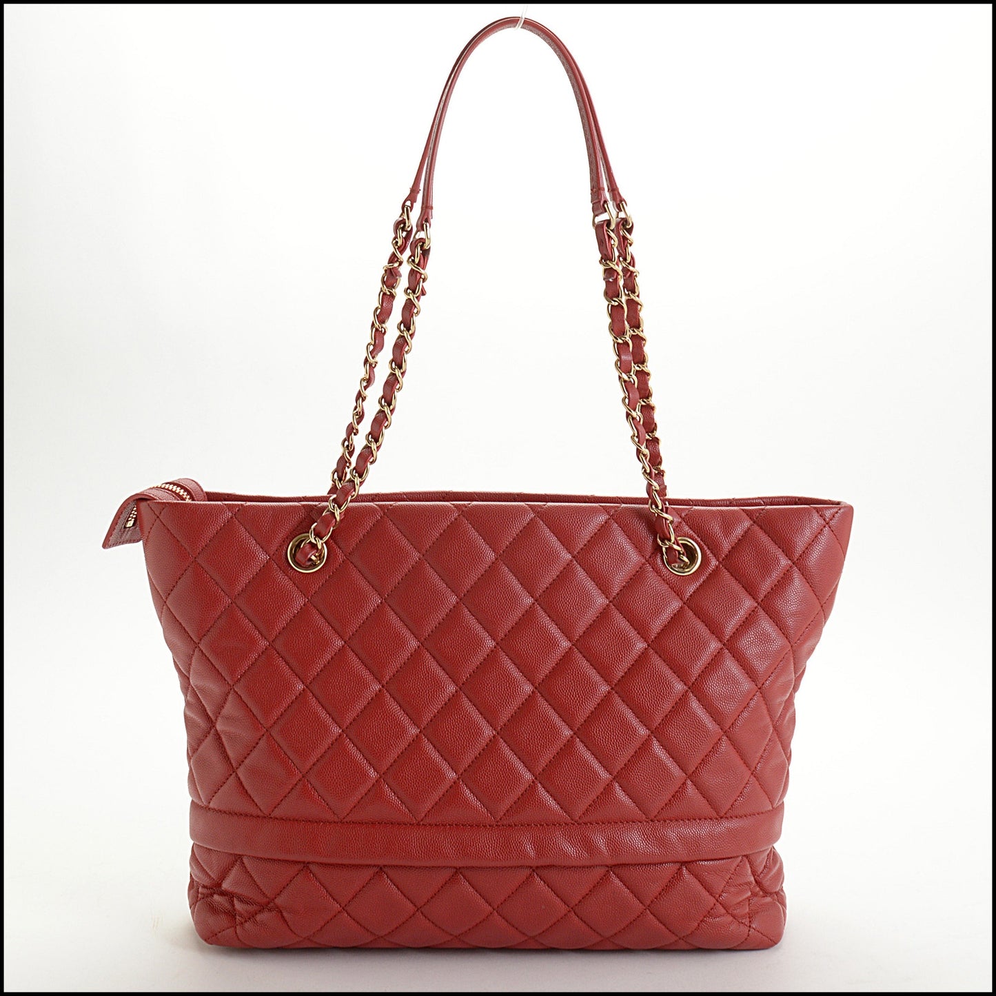 RDC14913 CHANEL 2019 Red Caviar Leather Gold HW Rolled Up Bag