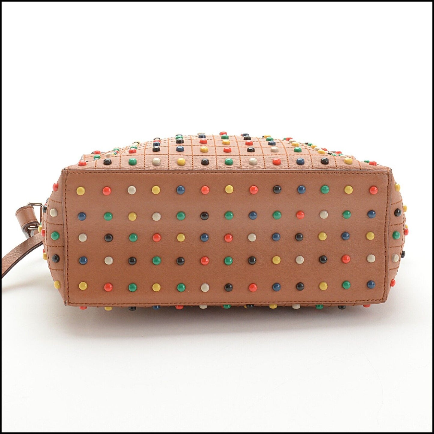 RDC13828 Authentic TOD'S Tan Leather Multicolor Gommino Dots Crossbody Bag