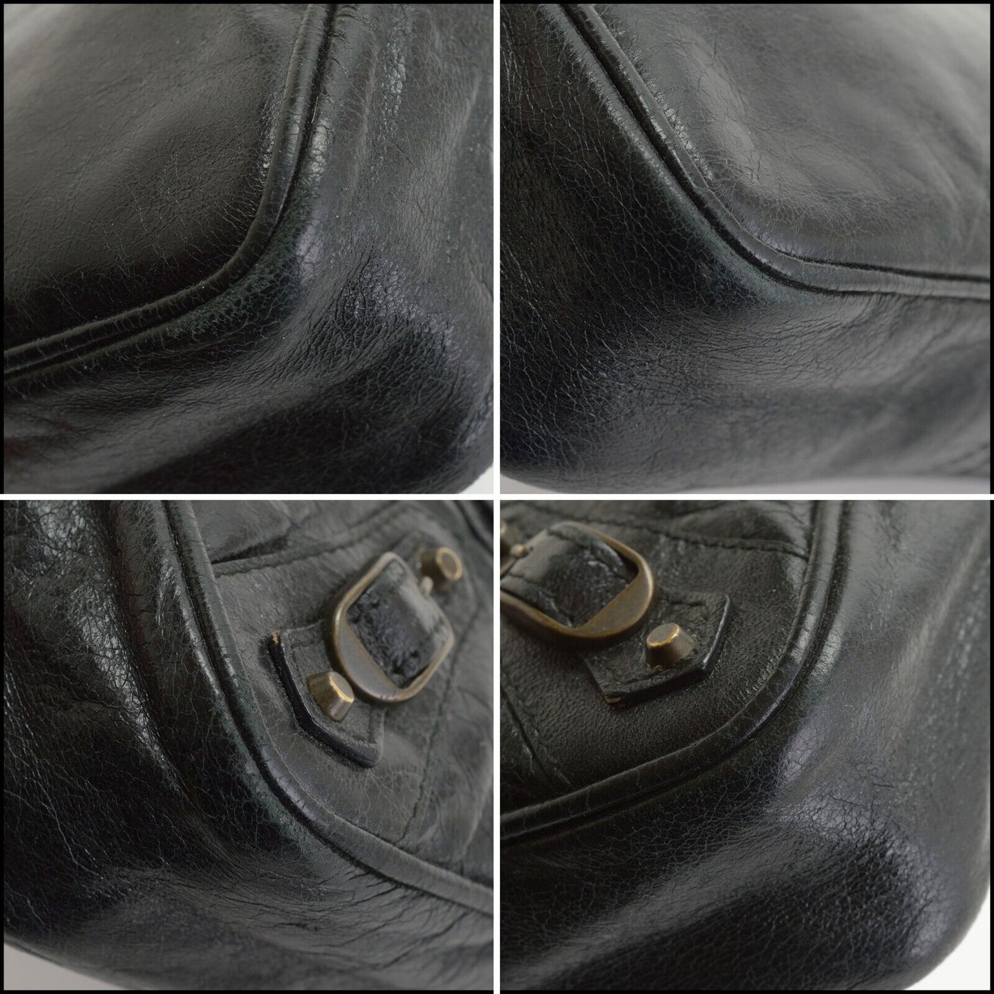 RDC13815 Authentic BALENCIAGA Black Leather Shoulder Pochette Bag