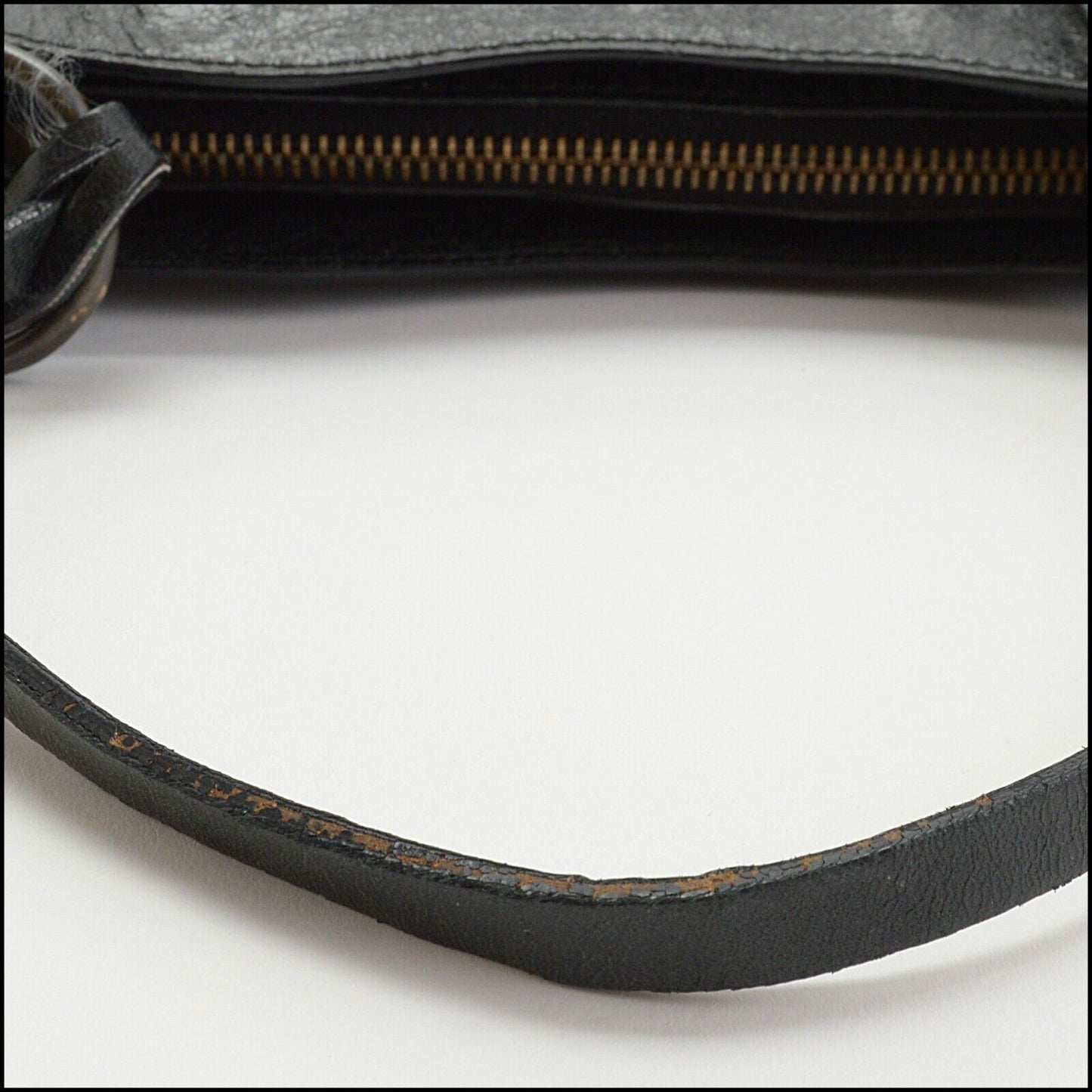 RDC13815 Authentic BALENCIAGA Black Leather Shoulder Pochette Bag