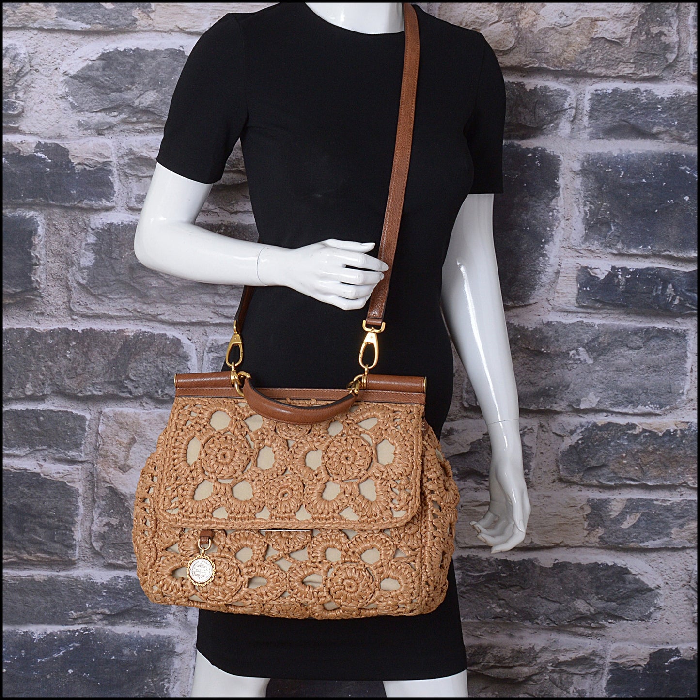 RDC14654 DOLCE & GABBANA Raffia Straw Miss Sicily Bag