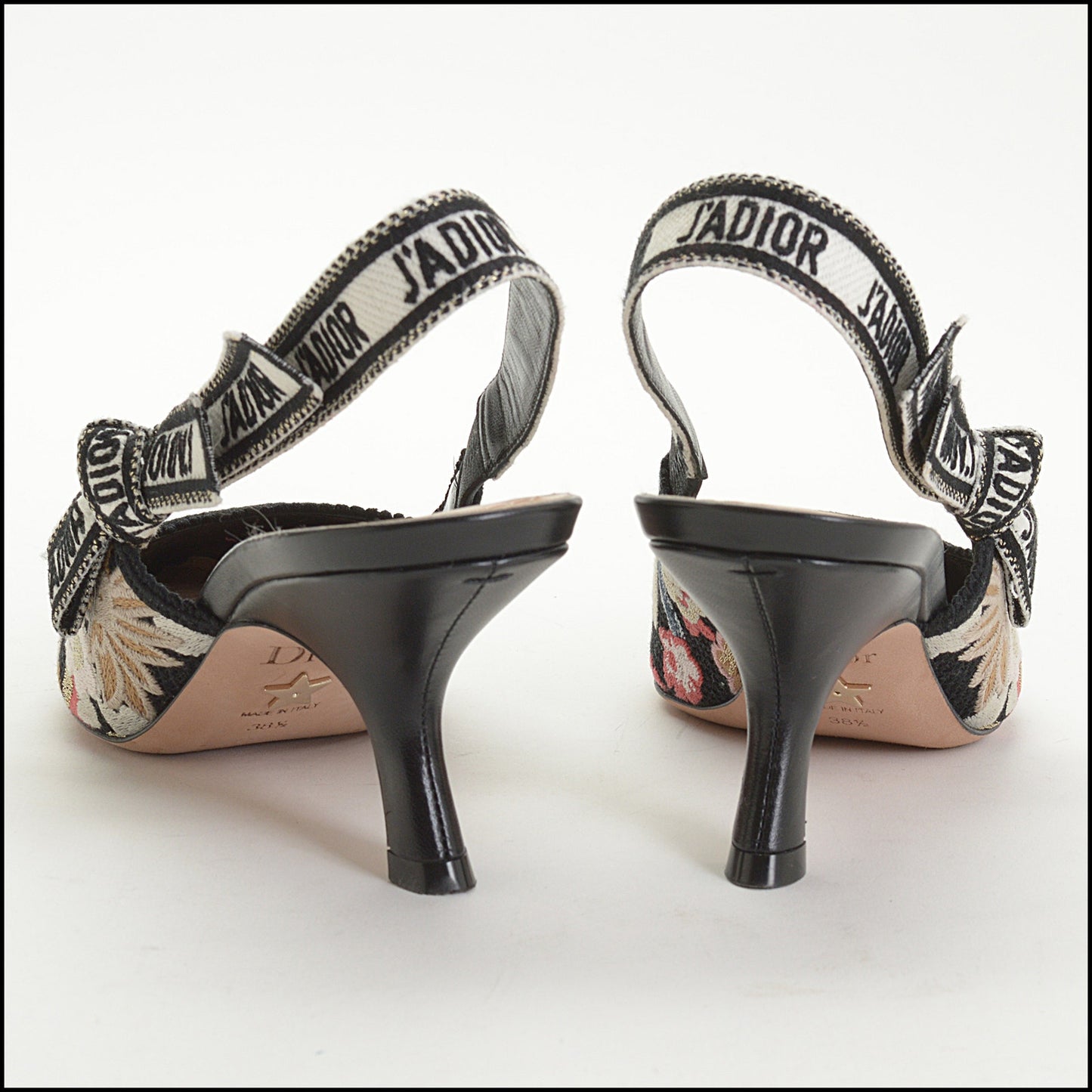 RDC14946 CHRISTIAN DIOR Embroidered J'Adior Slingback Pumps Size 38.5
