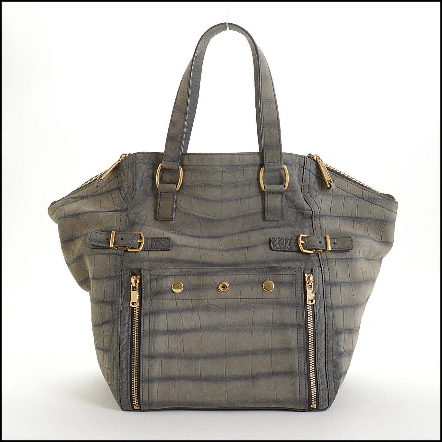 RDC14660 YVES SAINT LAURENT Grey Embossed Nubuck Large Downtown Bag