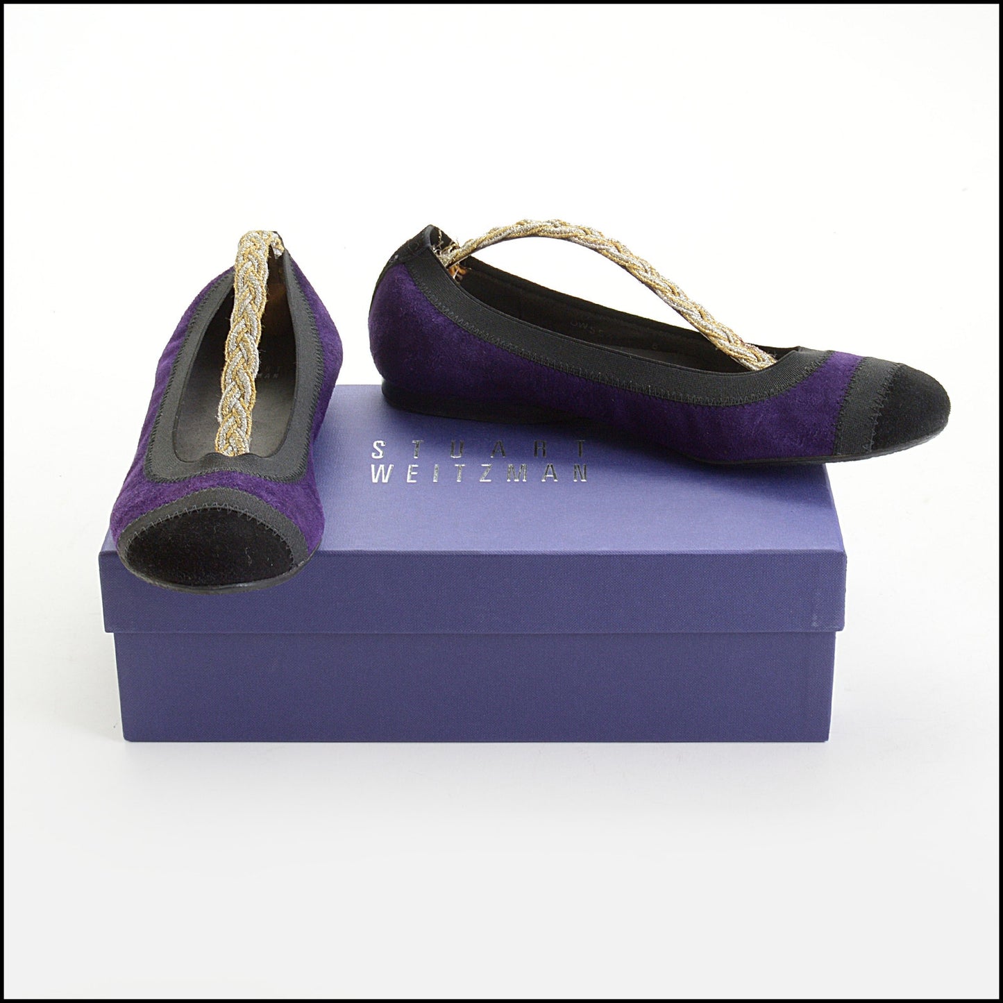 RDC14431 Stuart Weitzman Purple Suede Tipable Flats Size 8 Narrow