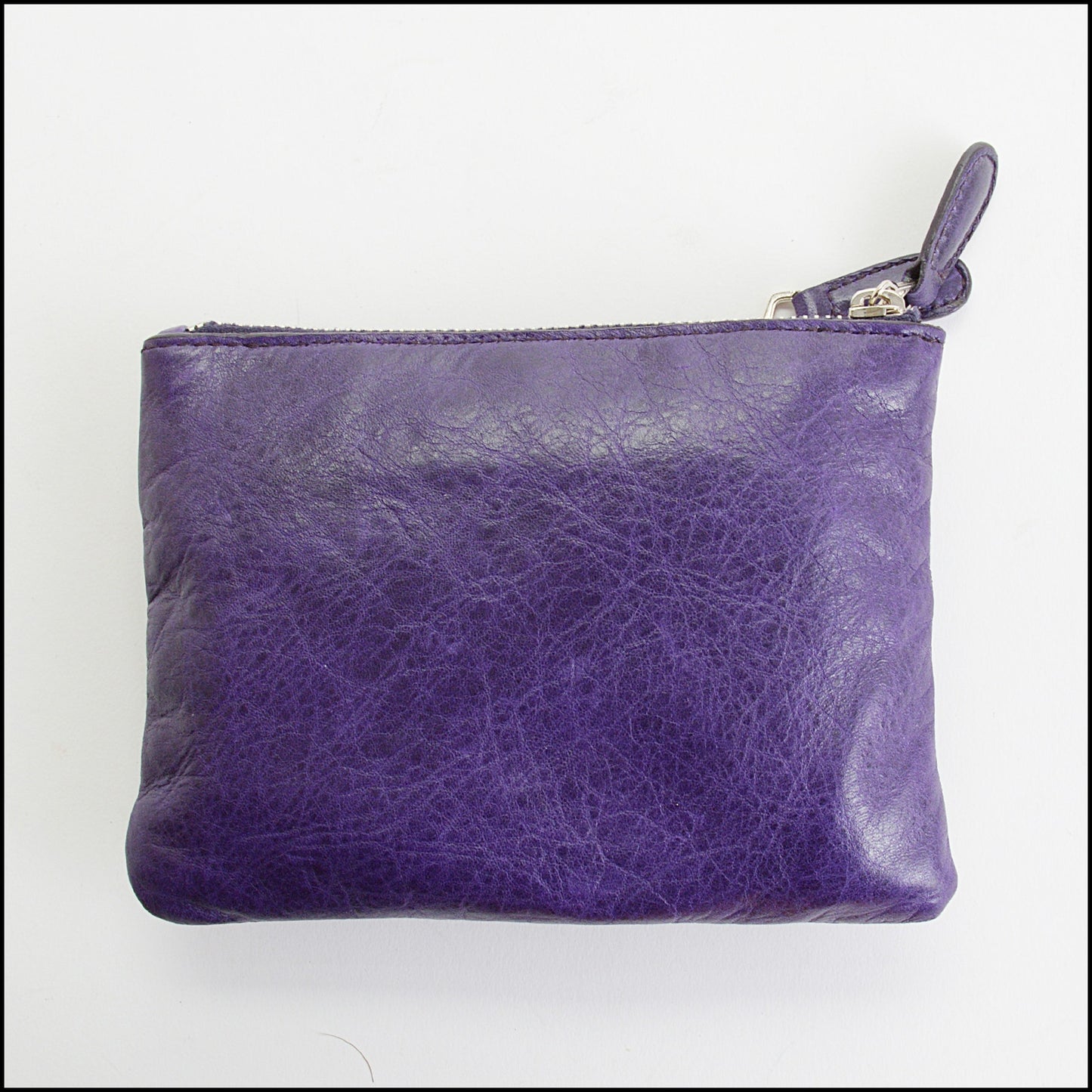 RDC14345 Authentic BALENCIAGA '12 Purple Lambskin 12mm Silver HW Coin Purse