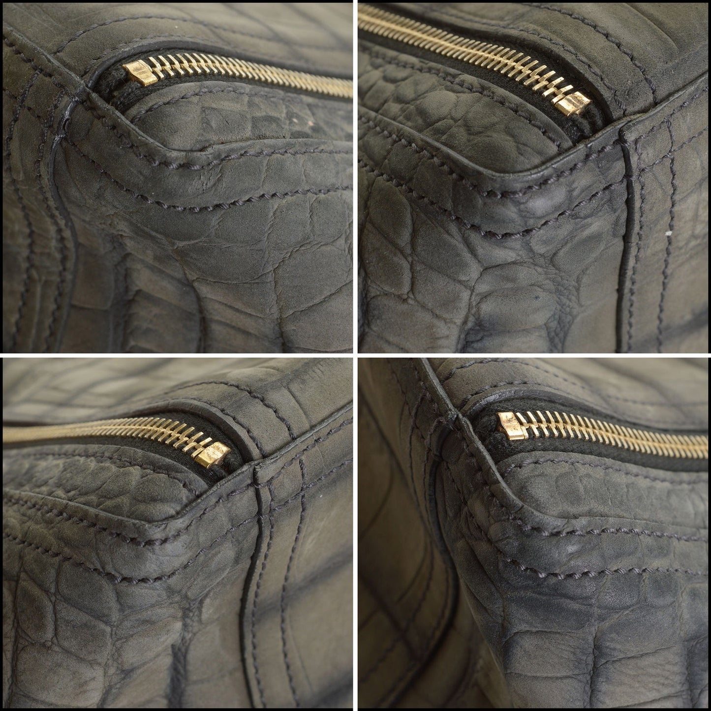 RDC14660 YVES SAINT LAURENT Grey Embossed Nubuck Large Downtown Bag