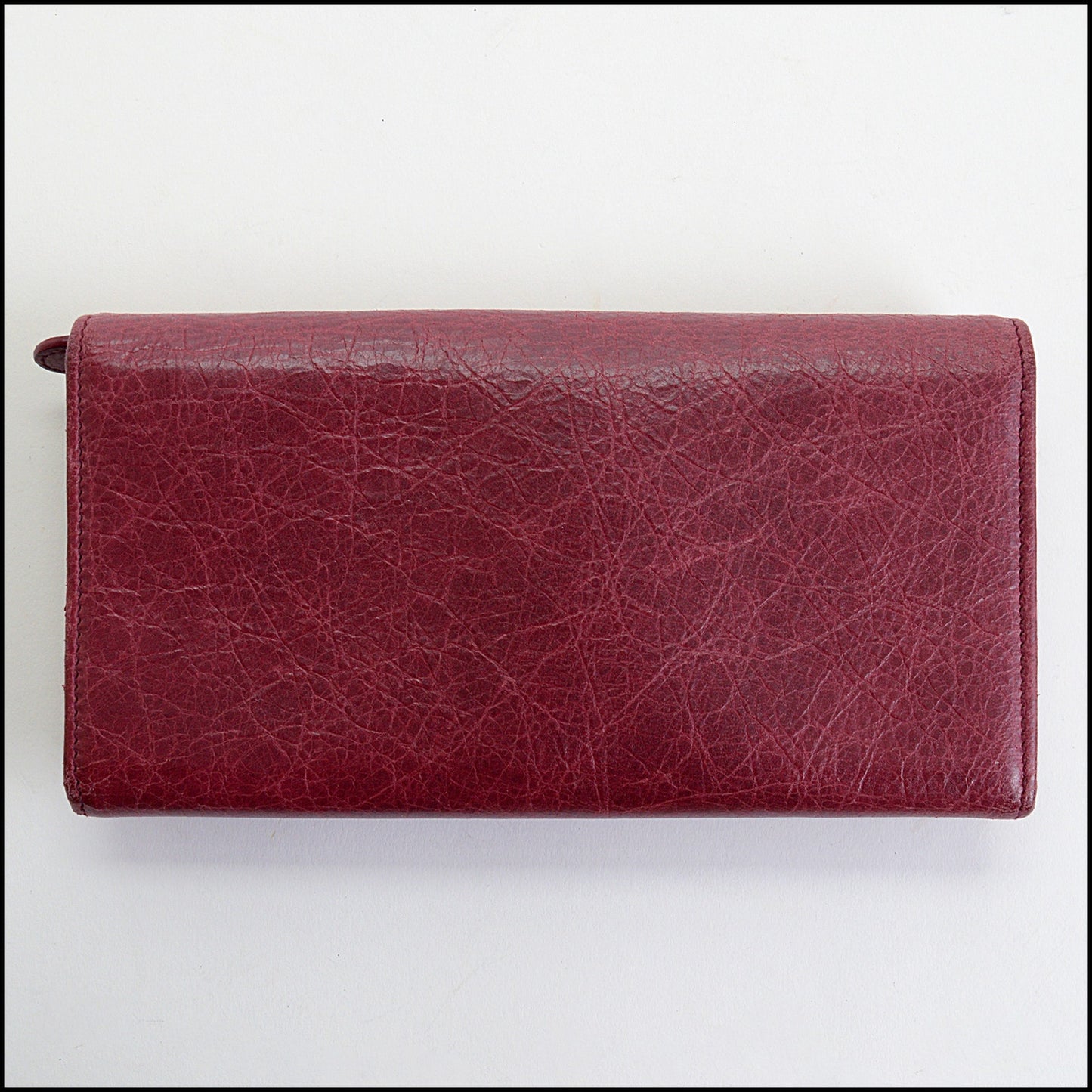 RDC14347 Authentic BALENCIAGA '12 Burgundy Lambskin Rose Gold HW Money Wallet