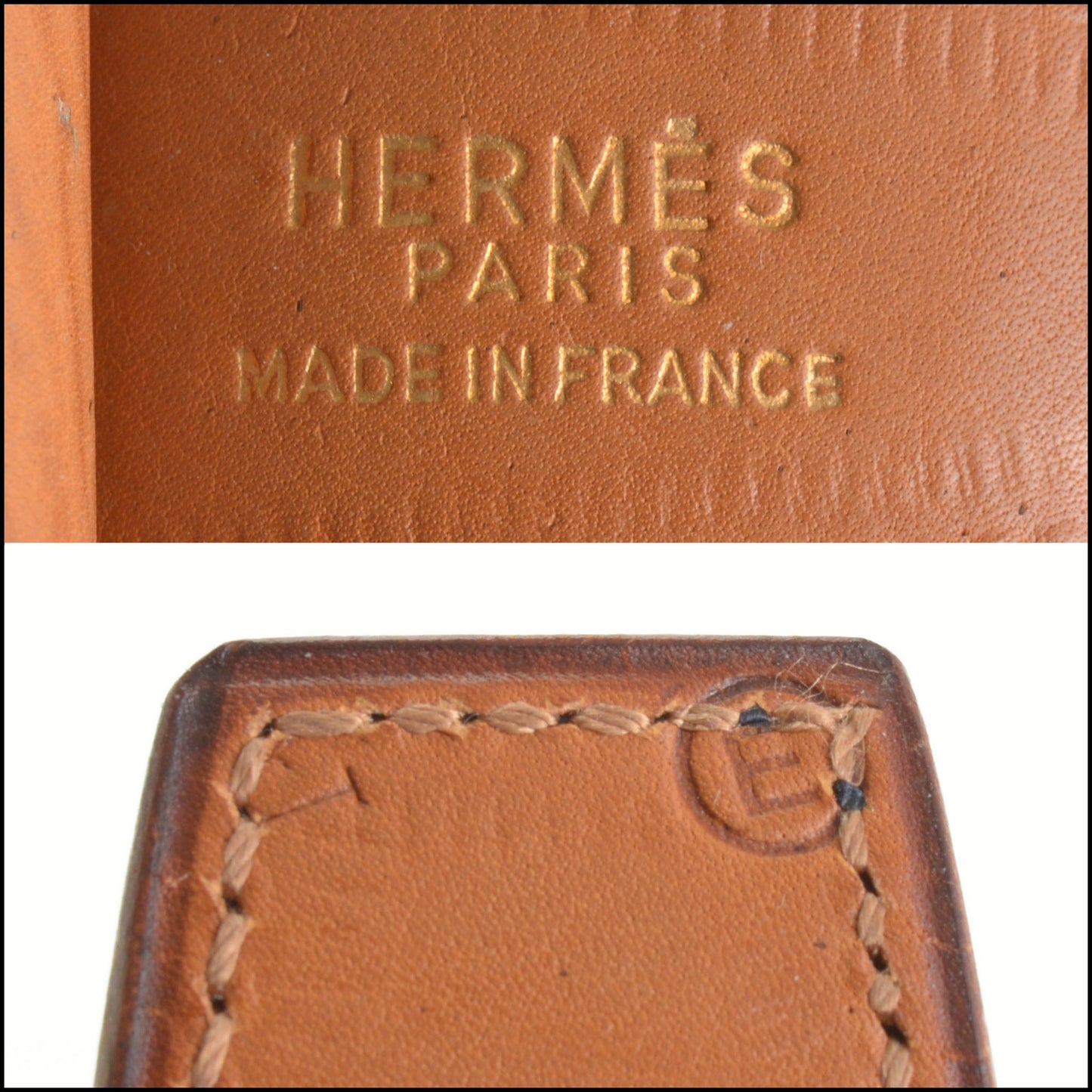 RDC14929 HERMES Dark Blue Box Leather Double Prong Gold H Buckle Constance Belt Size S 80/32
