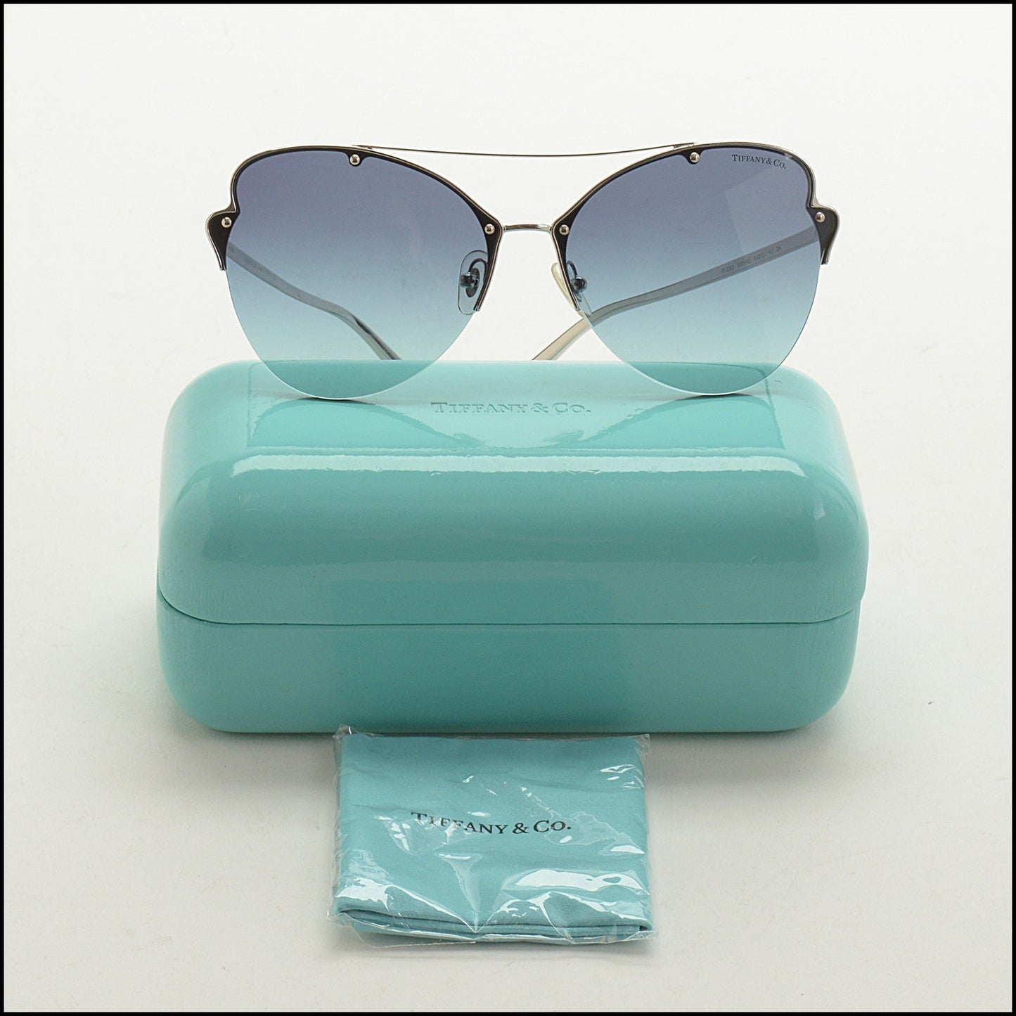 RDC14986 TIFFANY & CO Gradient Butterfly Blue/Grey Lens Metal Frame Sunglasses