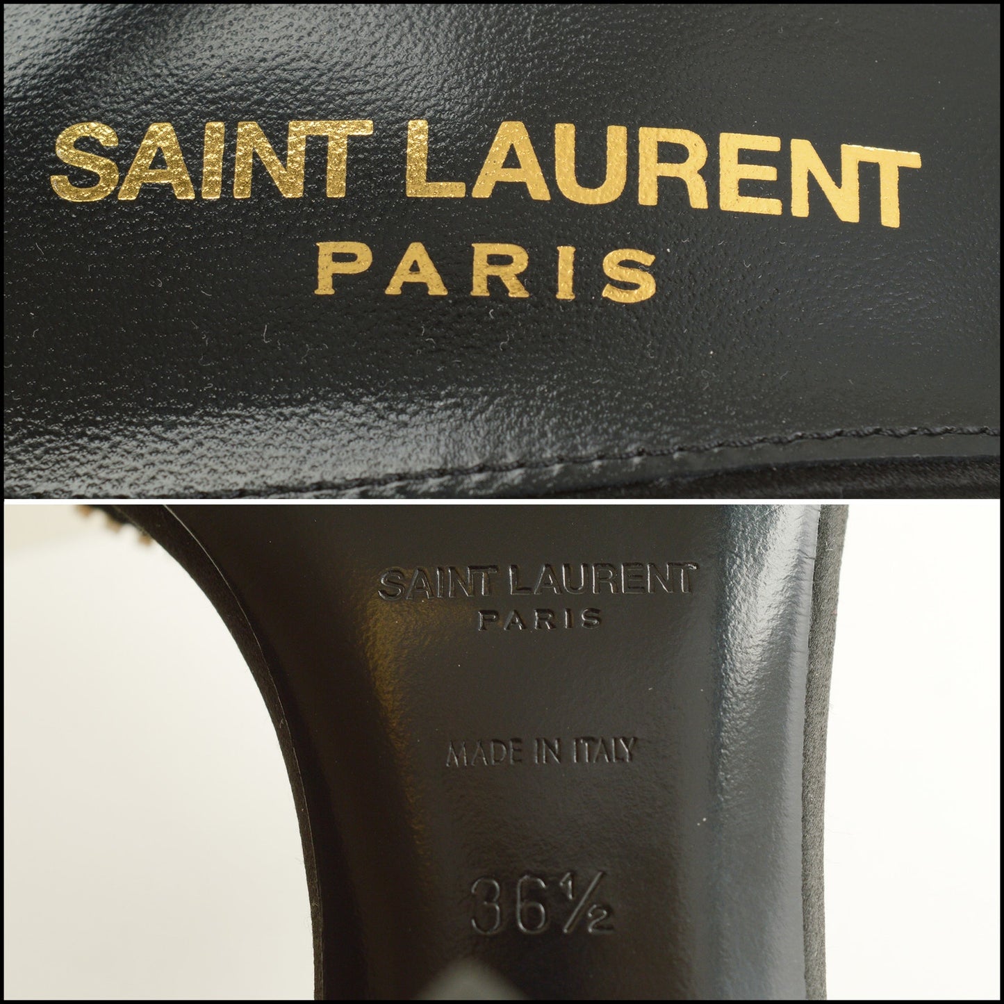 RDC15553 SAINT LAURENT Black Crystal Rendezvous Satin Crepe Sandals Size 36.5