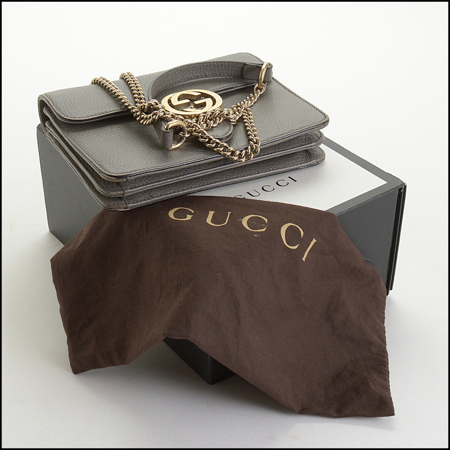 RDC14622 GUCCI Grey Calfskin Interlocking G Small Crossbody Bag