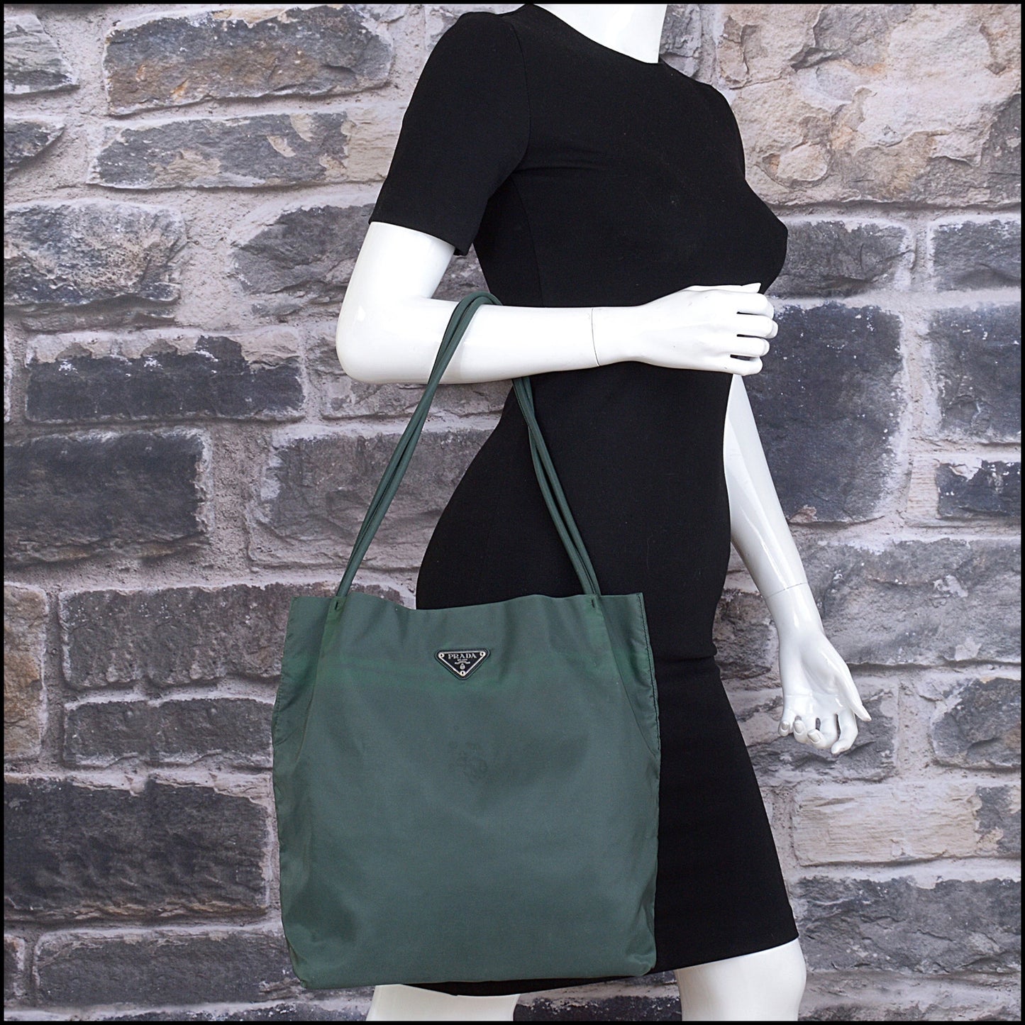 RDC15423 PRADA Dark Green Tessuto Nylon Bag