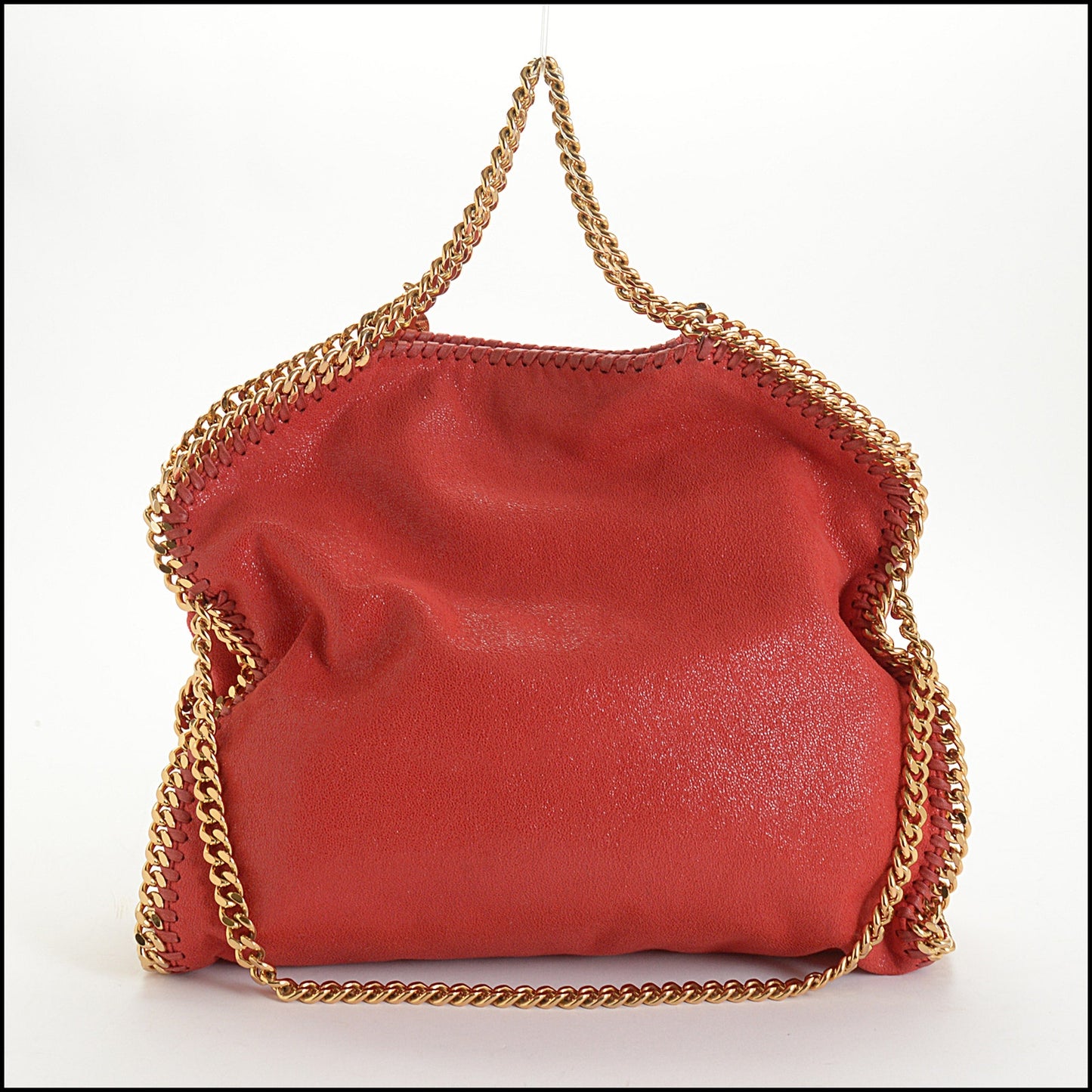 RDC14651 STELLA MCCARTNEY Red Faux Brushed-Leather Falabella Medium Shoulder Bag