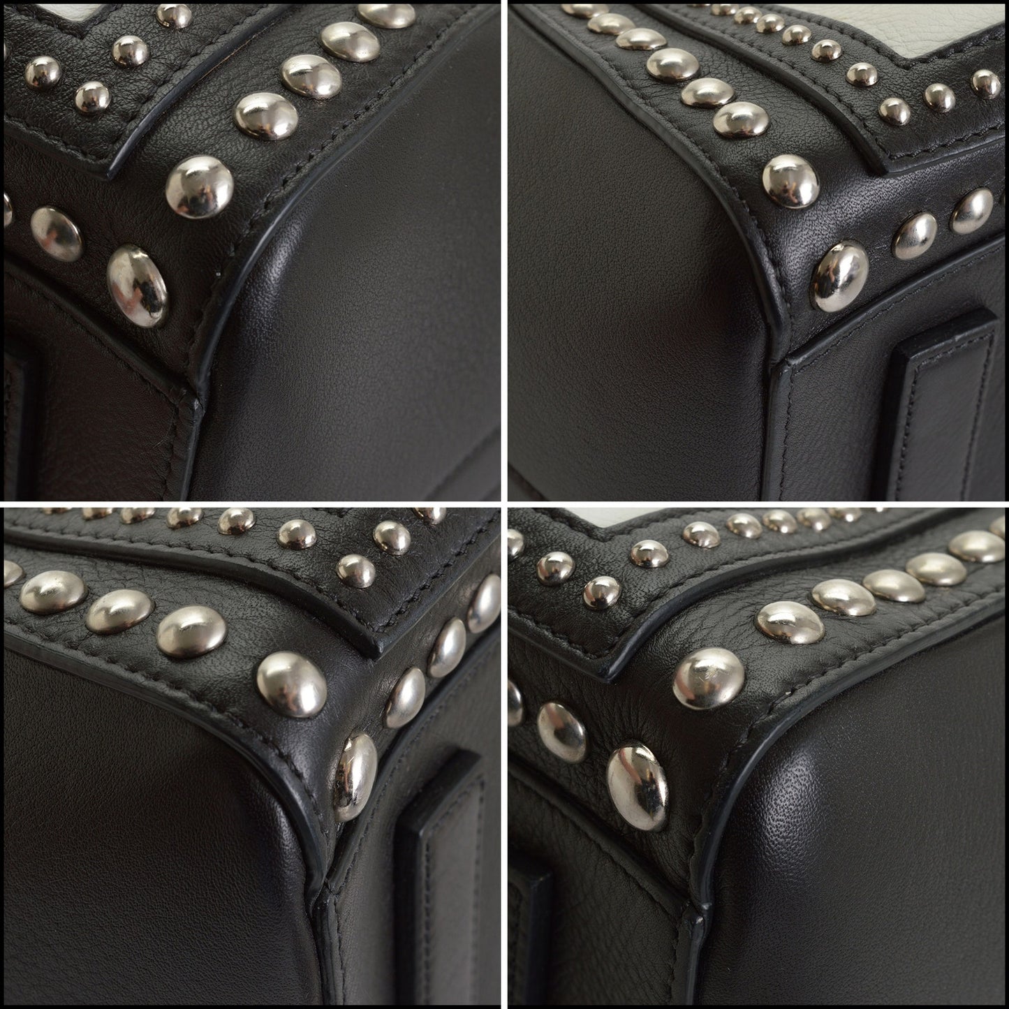 RDC14653 GIVENCHY Black & White Calfskin Studded Small Antigona Bag