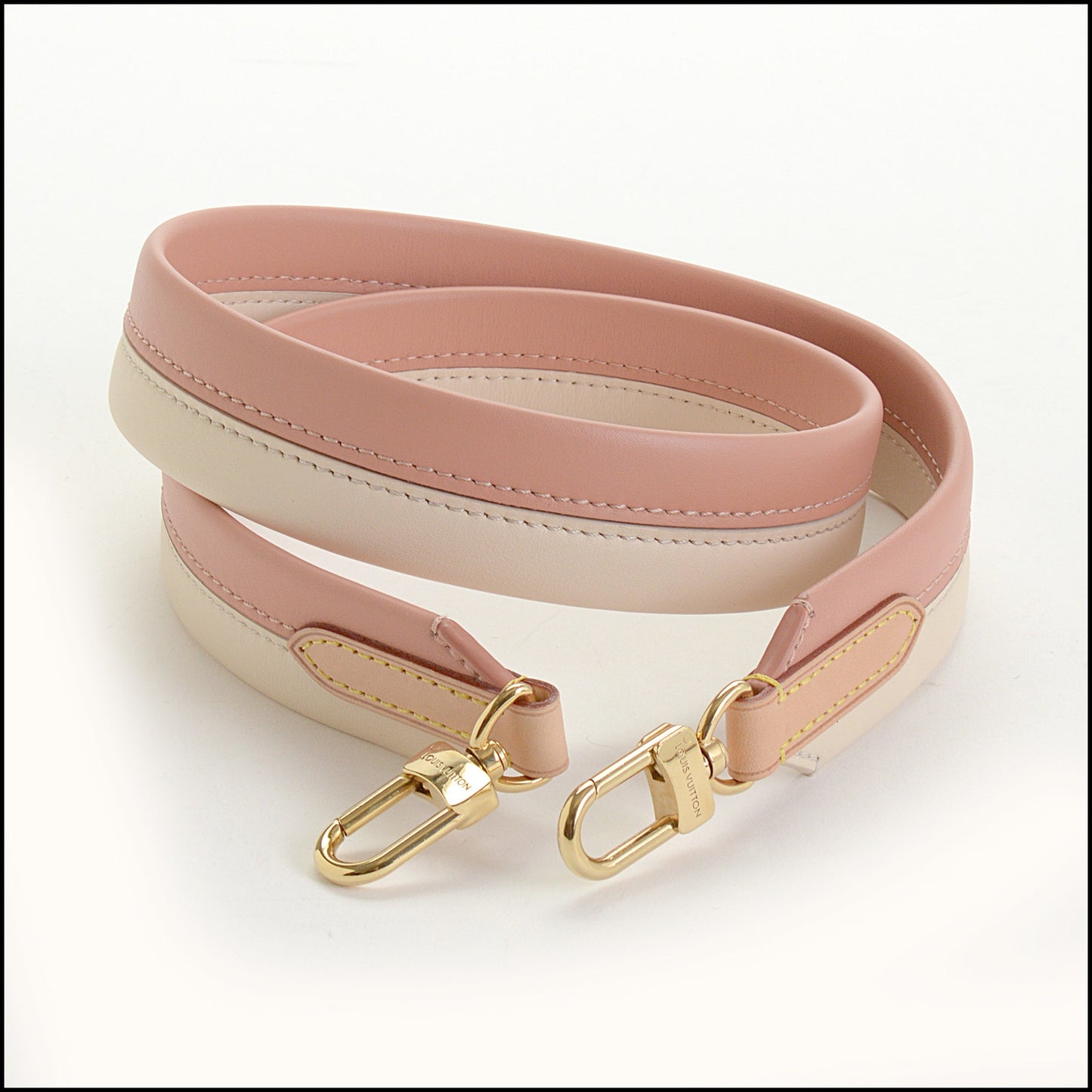 RDC14681 LOUIS VUITTON 2 Tone Pink/Cream Calfskin Clip-On Shoulder Strap