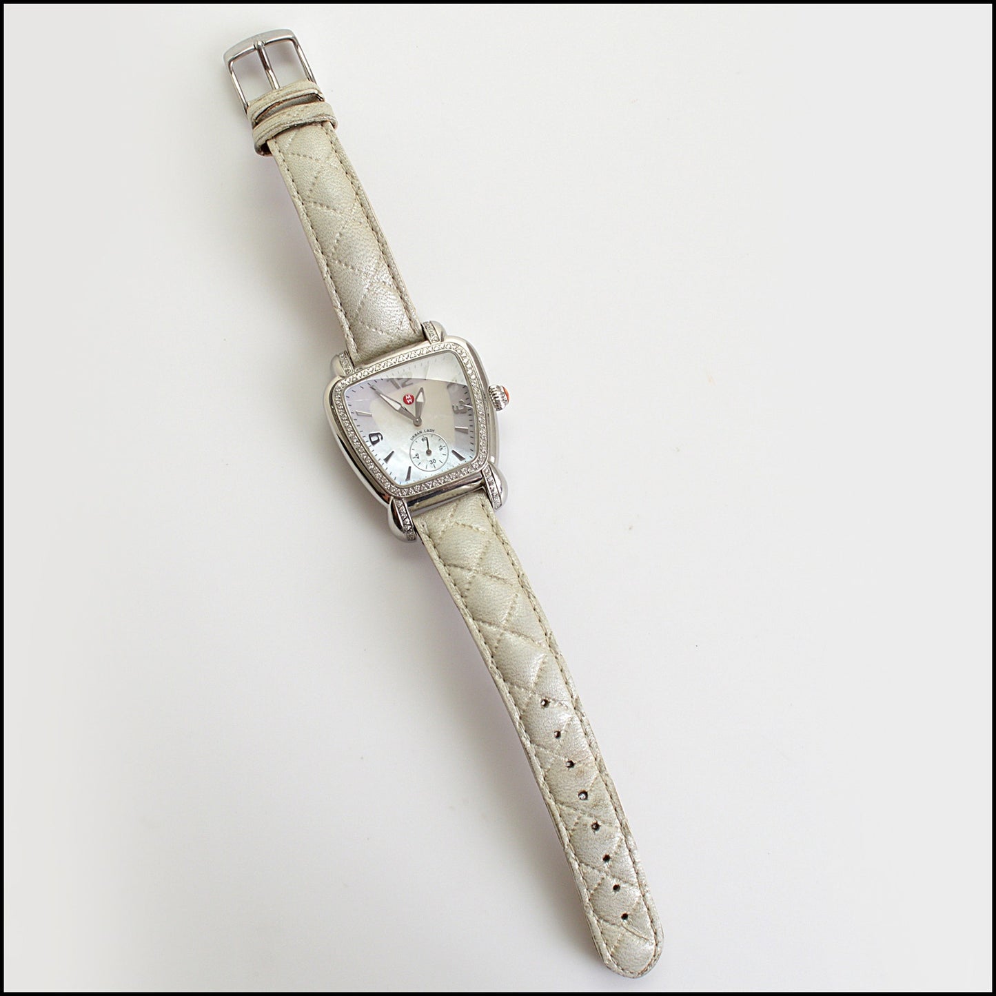 RDC14731 Michele Diamond Bezel Mop Trapezoid Urban Lady Watch w/ 2 Extra Bands