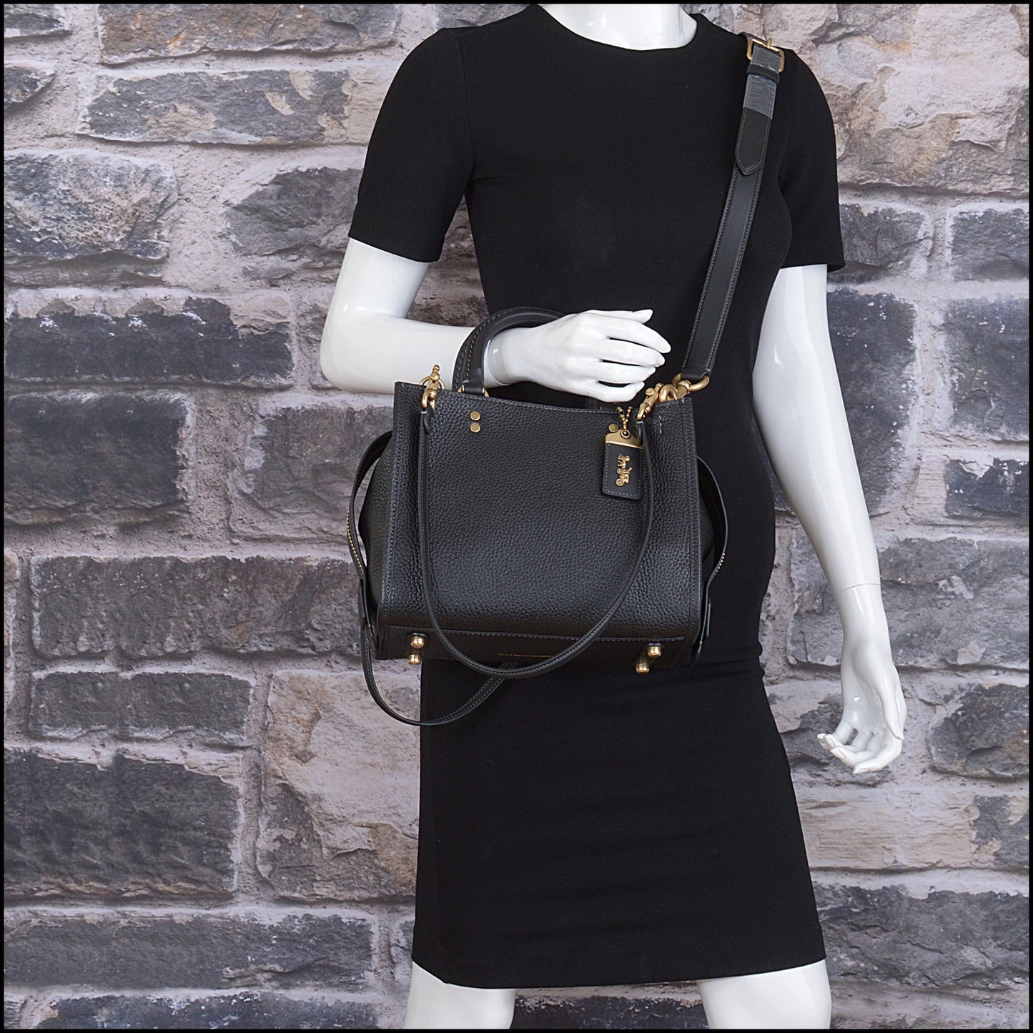 RDC15472 COACH Black Pebbled Leather Rogue 25 Tote Bag