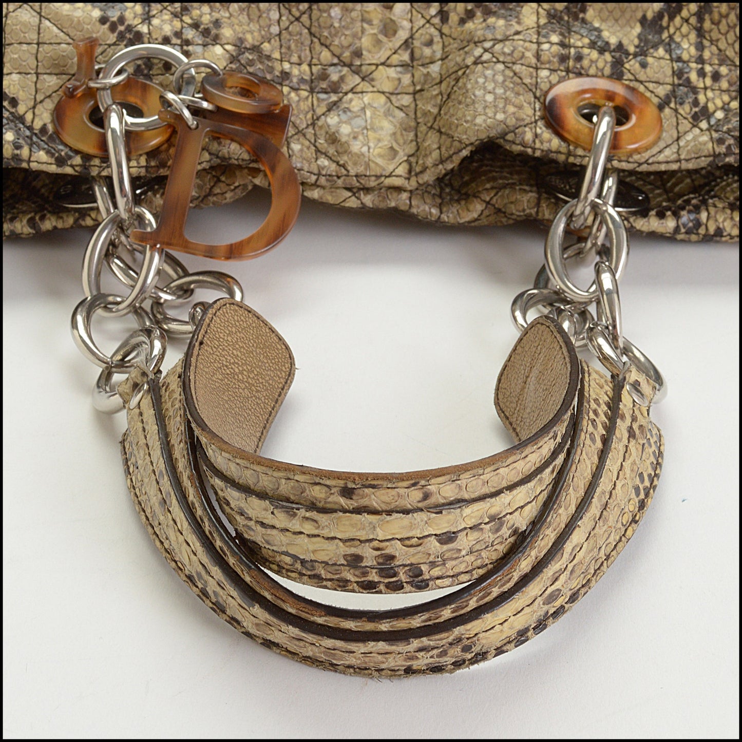 RDC14609 Christian Dior Python Cannage Soft Lady Dior Shopping Tote Bag