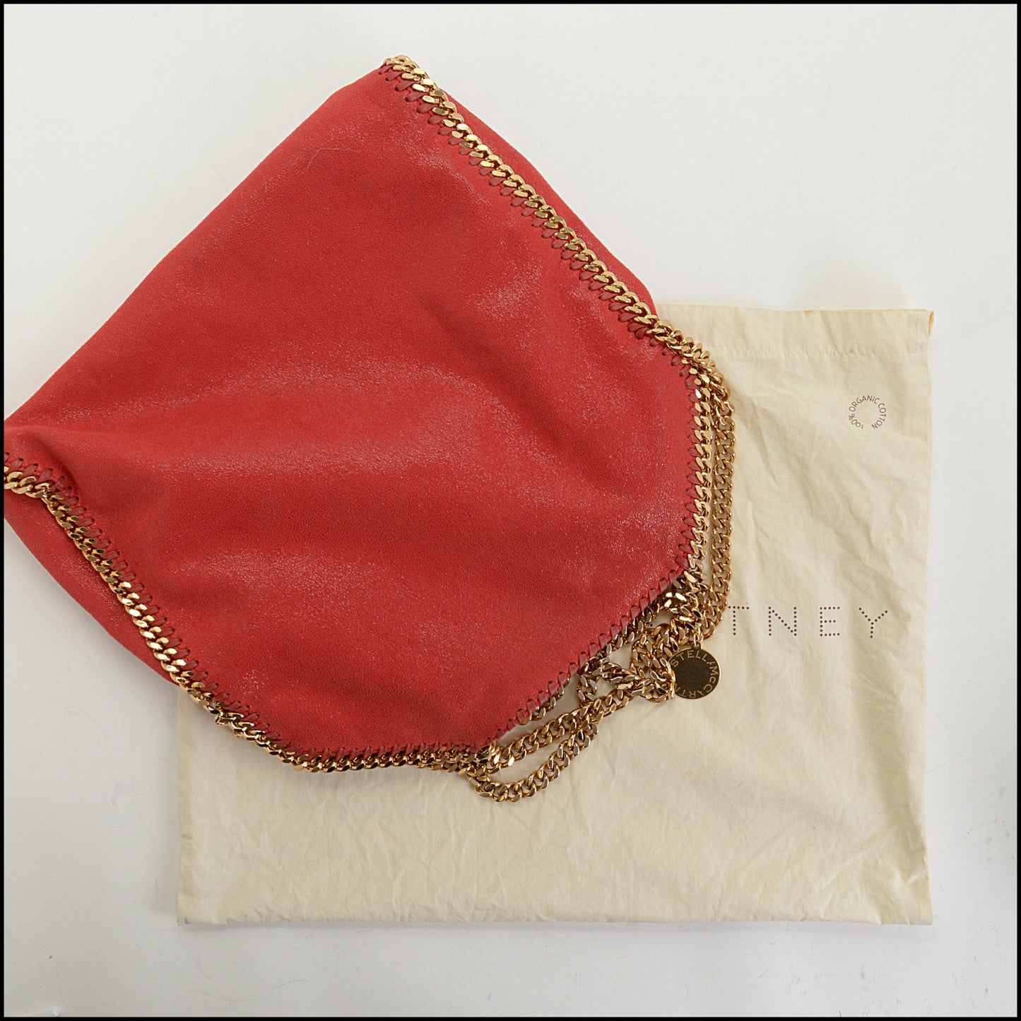 RDC14651 STELLA MCCARTNEY Red Faux Brushed-Leather Falabella Medium Shoulder Bag