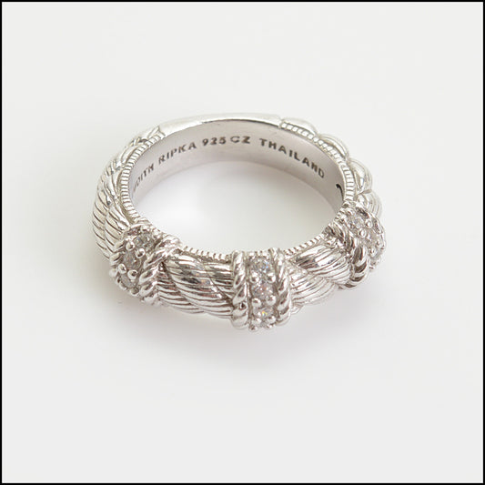 RDC14872 JUDITH RIPKA CZ & Sterling Cable Rope Ring size 5
