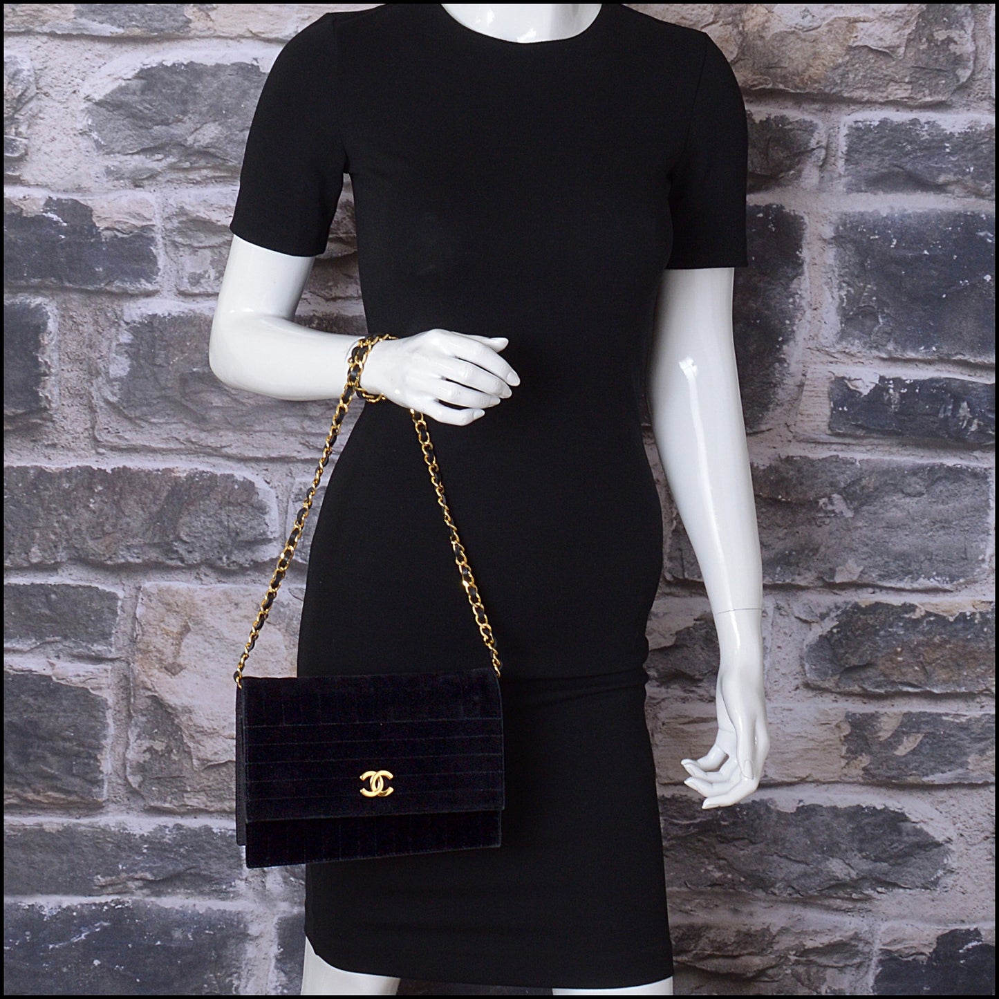 RDC14526 CHANEL '83 Black Velvet Timeless Classique Evening Bag