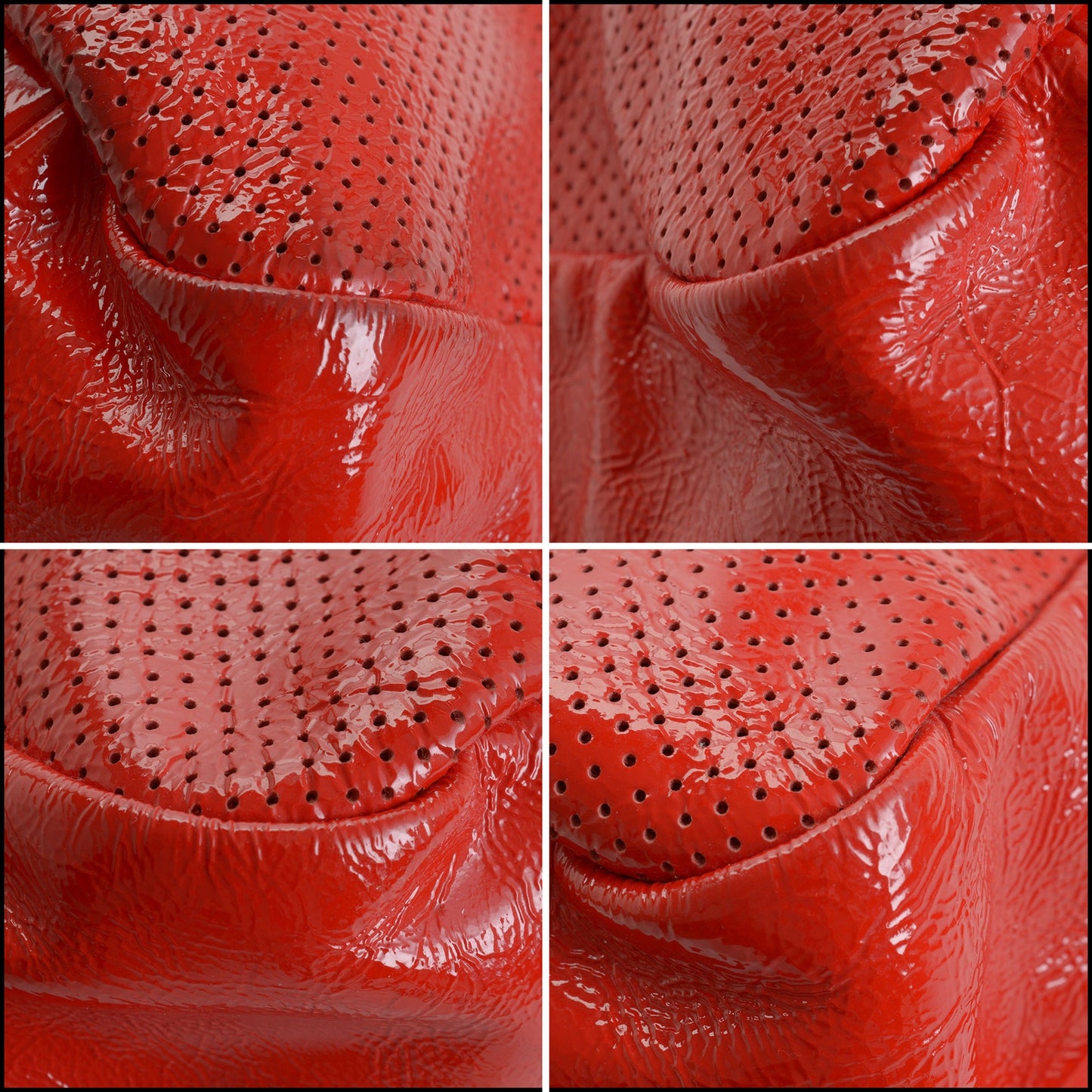 RDC14646 ALEXANDER MCQUEEN Red Patent Perforated Flap Bag