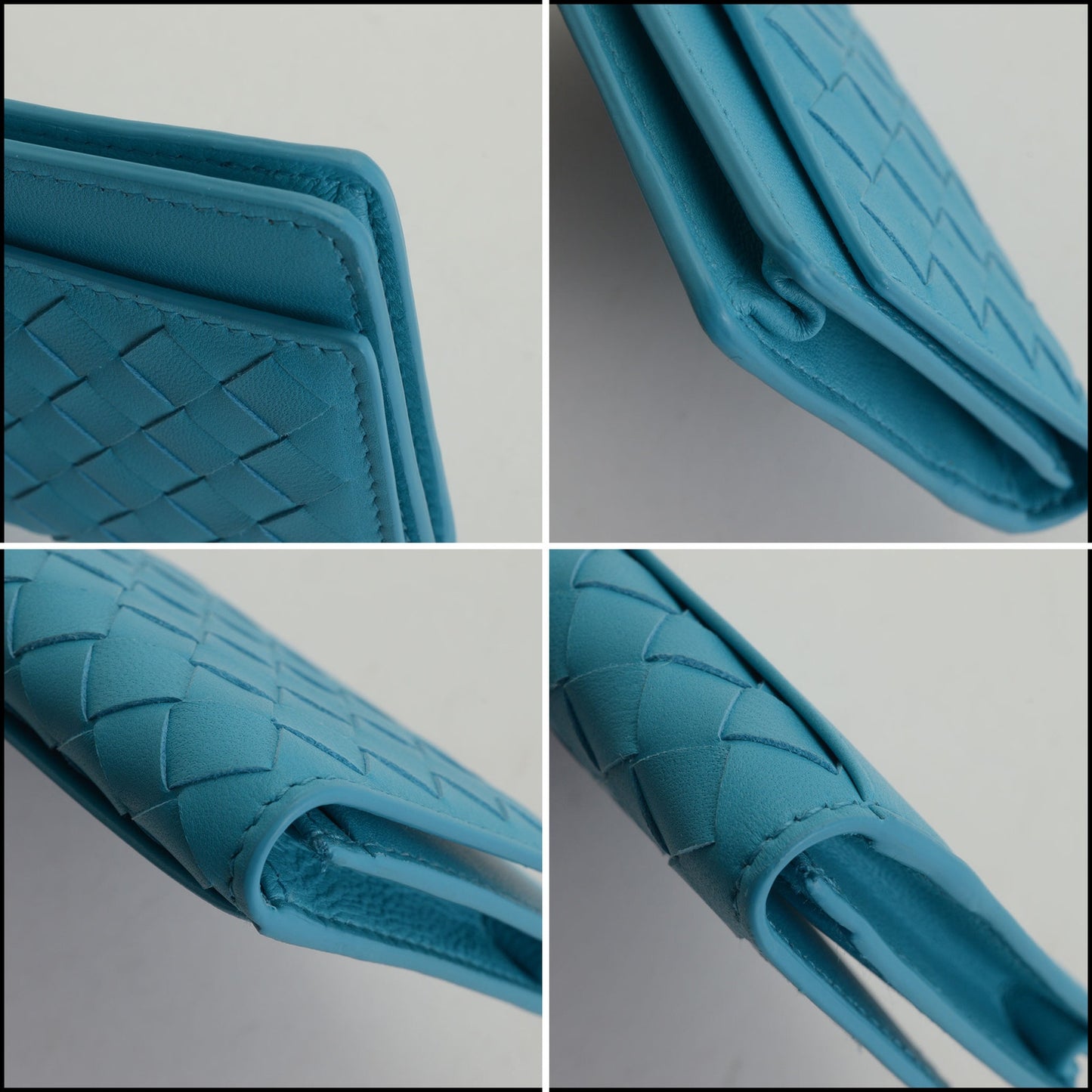 RDC14828 BOTTEGA VENETA Turquoise Nappa Leather Intrecciato Card Wallet