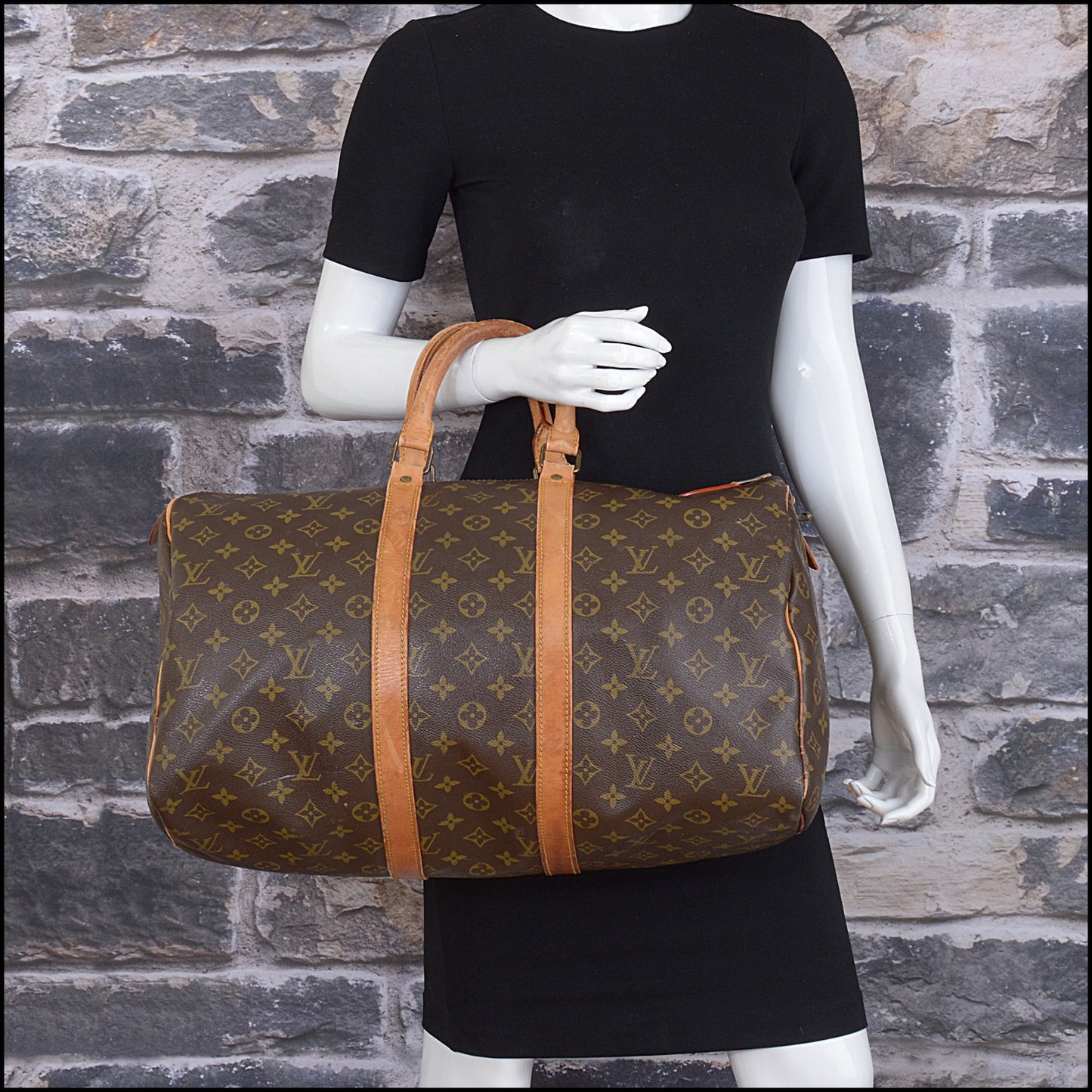 RDC15336 LOUIS VUITTON '83 Brown LV Monogram Keepall 45