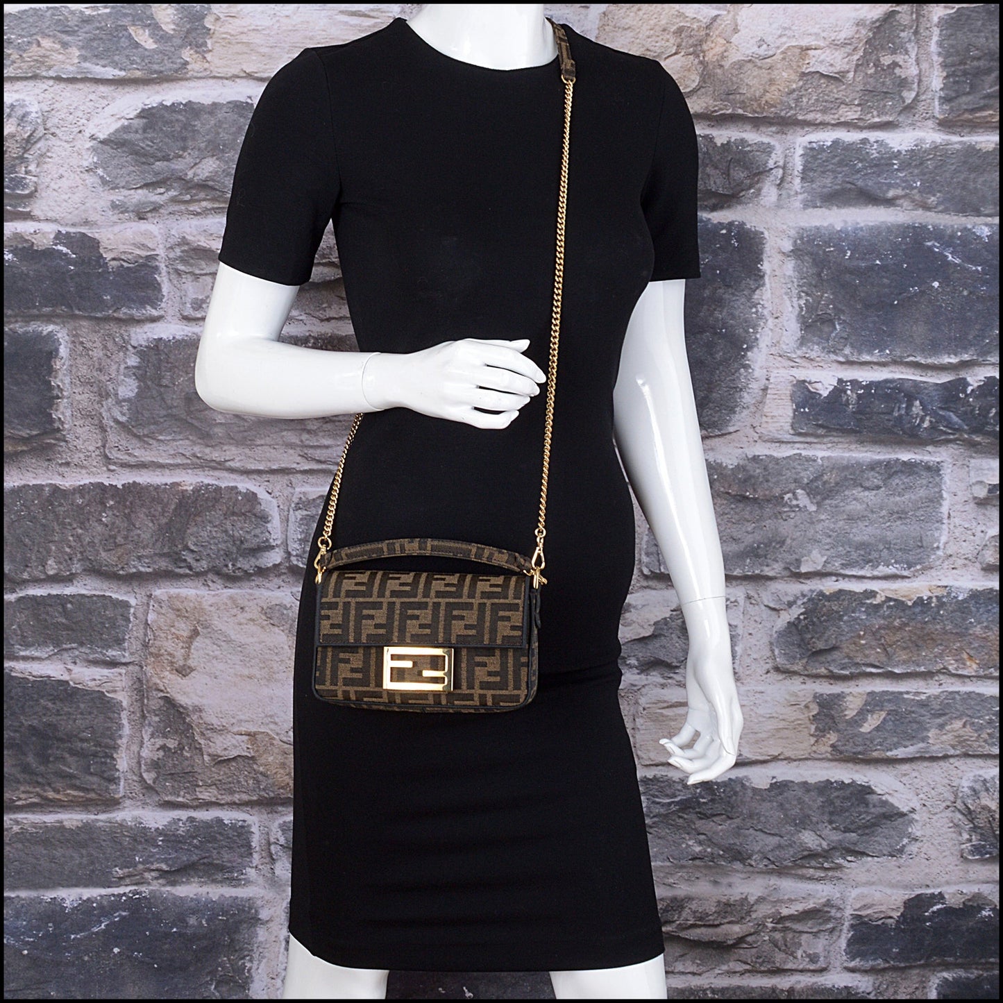 RDC15000 FENDI '24/'25 FF Jacquard Canvas Mini Baguette Bag