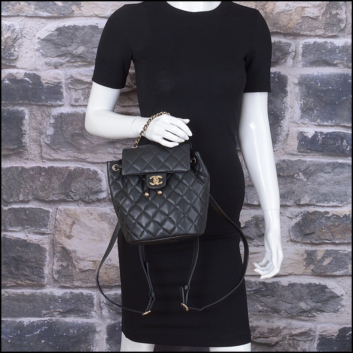 RDC14916 CHANEL 2024 Black Caviar Leather Spirit Mini Backpack