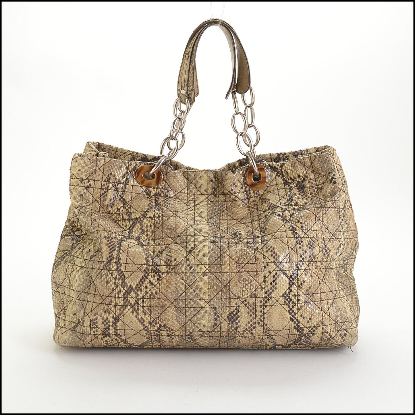 RDC14609 Christian Dior Python Cannage Soft Lady Dior Shopping Tote Bag