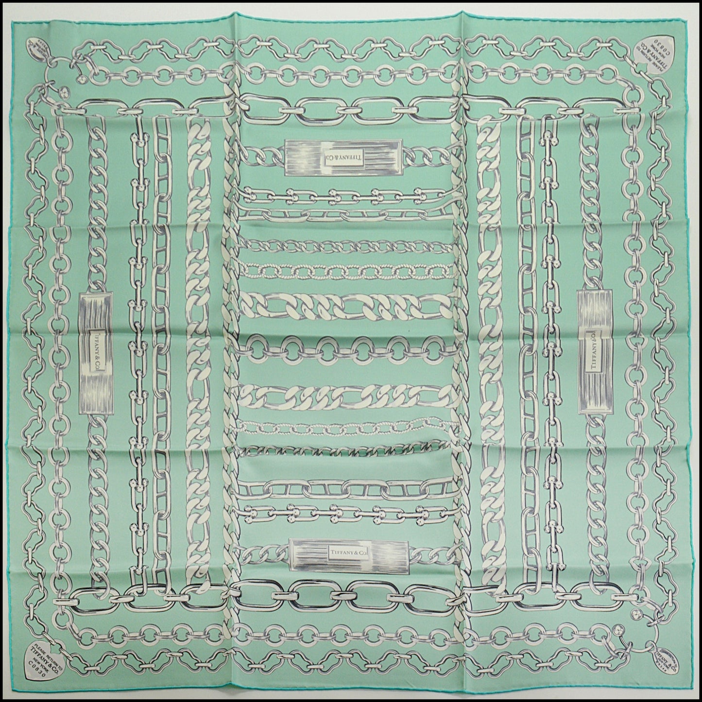 RDC15221 TIFFANY & CO. Blue Return to Tiffany Silk Scarf 90cm