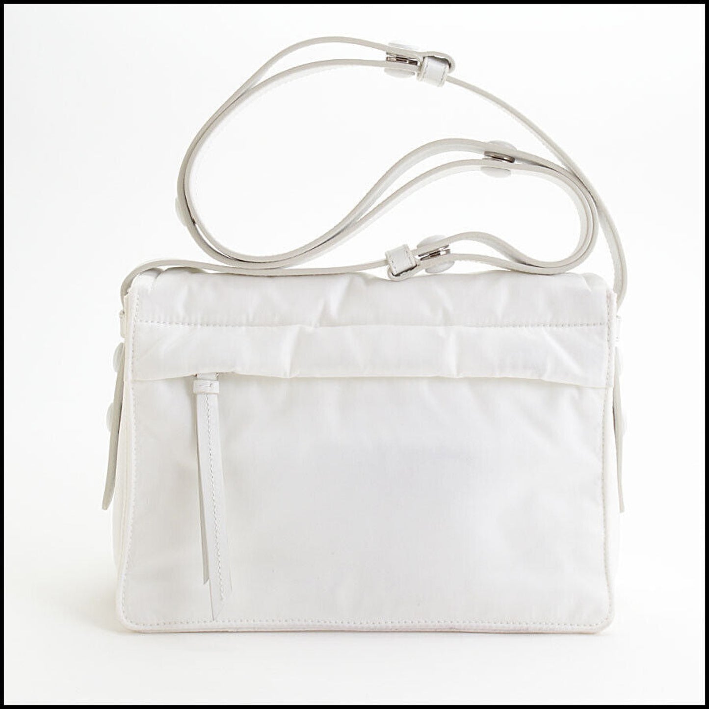 RDC13463 Authentic PRADA White Padded Re-Nylon Small Shoulder Bag
