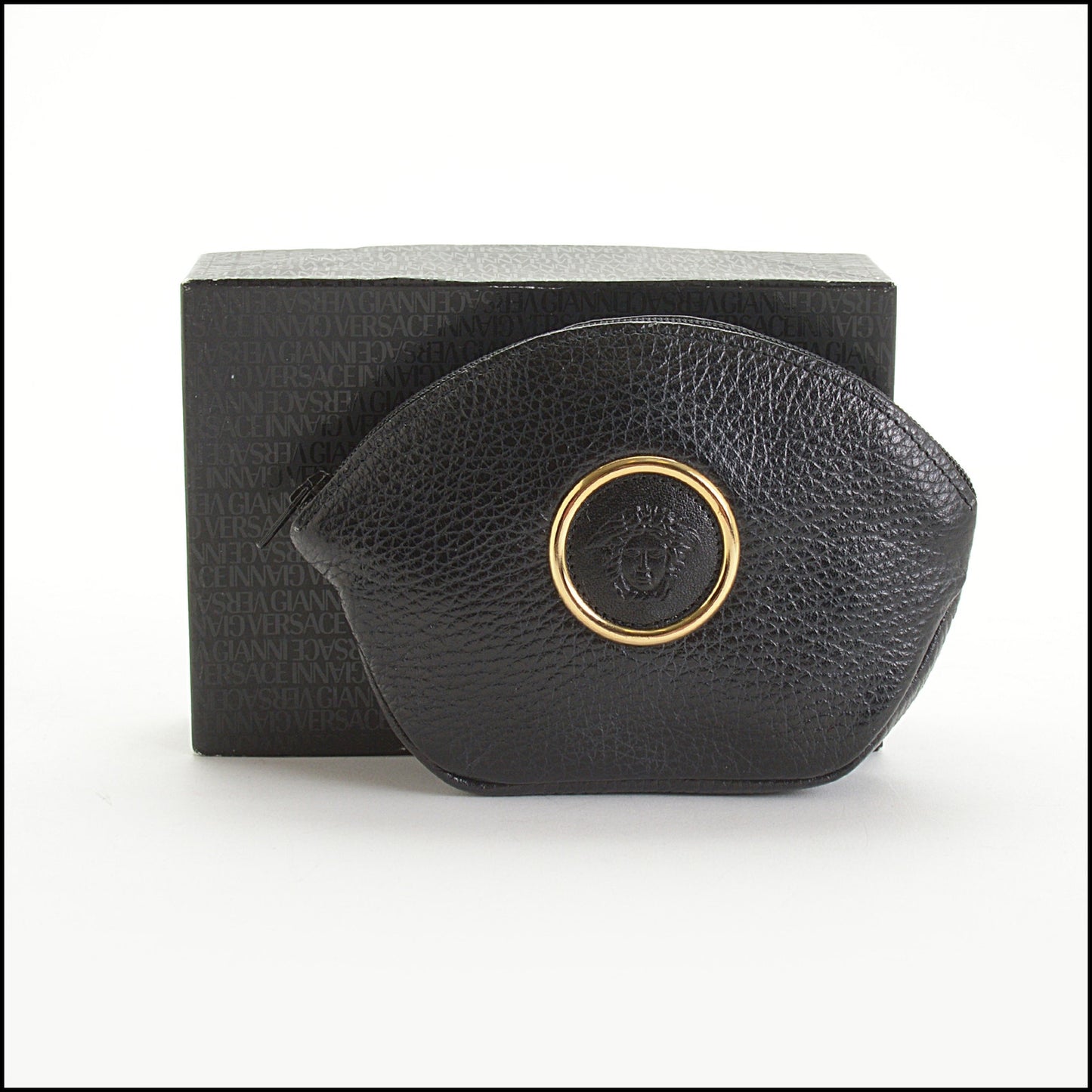 RDC14741 GIANNI VERSACE Black Leather Small Cosmetic Case
