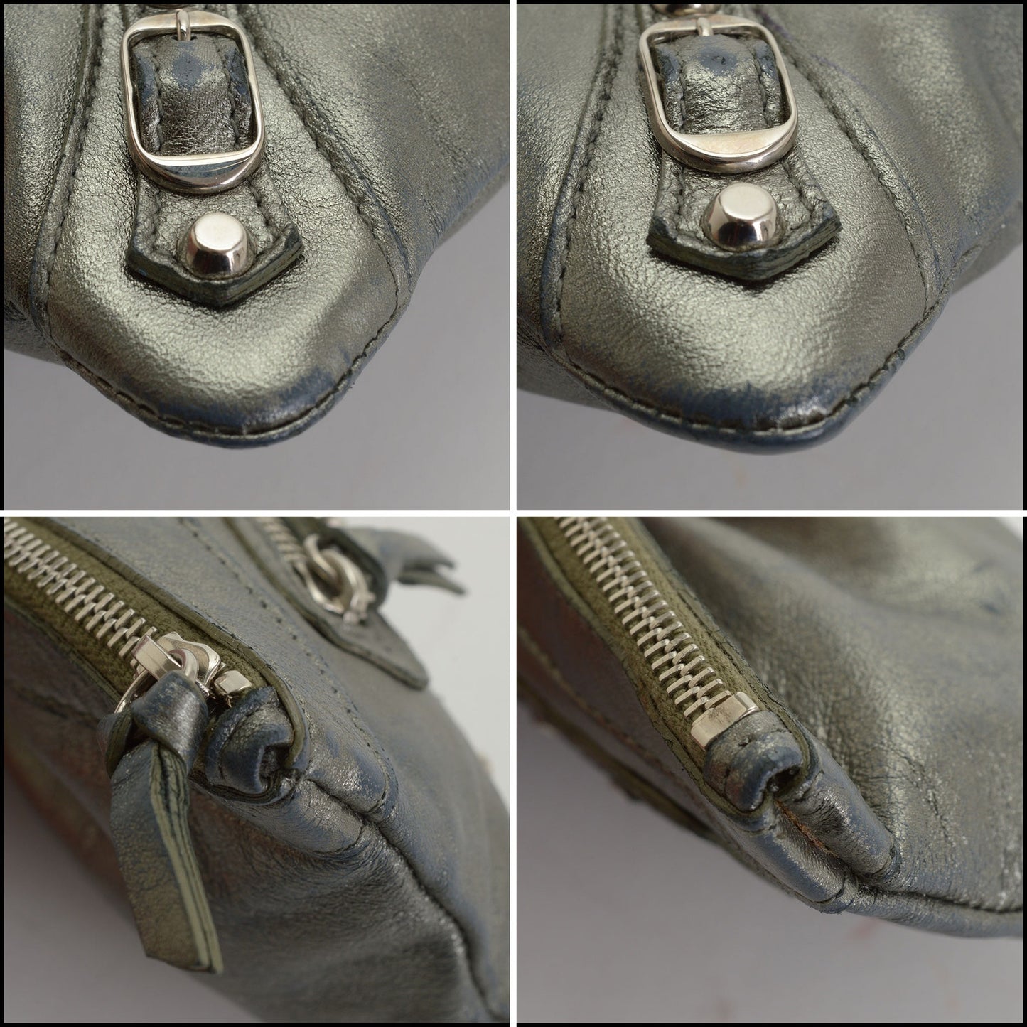 RDC14520 BALENCIAGA FW '07 Holiday Olive Metallic Lambskin Coin Pouch Mini Purse