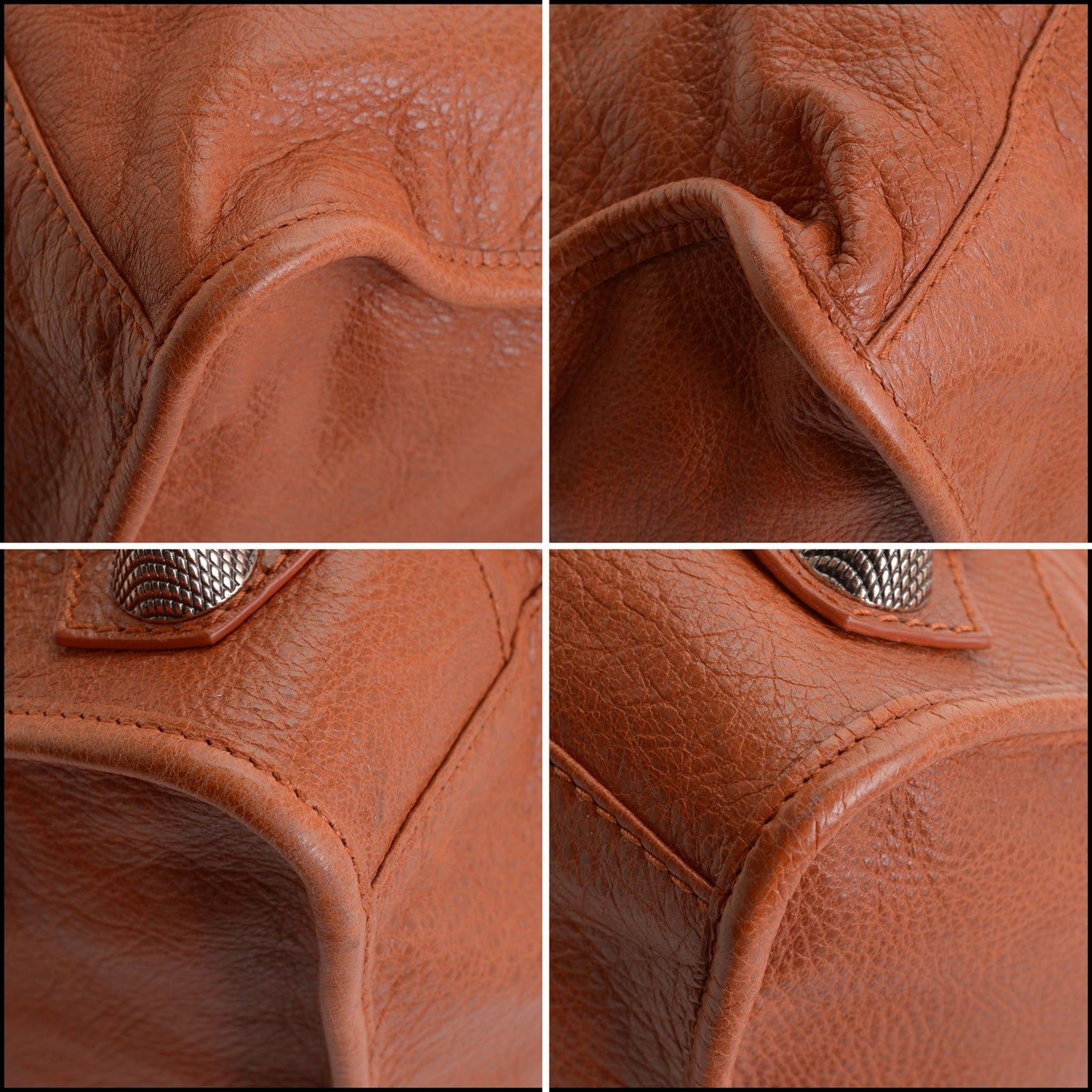 RDC14350 Authentic BALENCIAGA '11 Orange Lambskin Rose Giant HW Part Time Bag