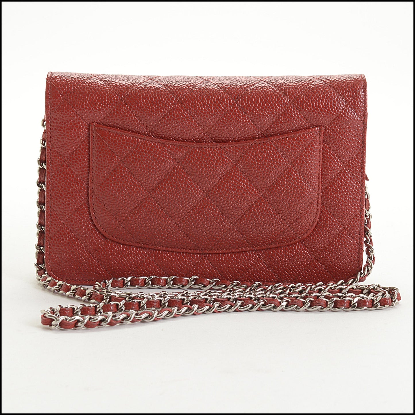 RDC14912 CHANEL '15-16 Red Caviar Leather Silver HW Classic Wallet on Chain