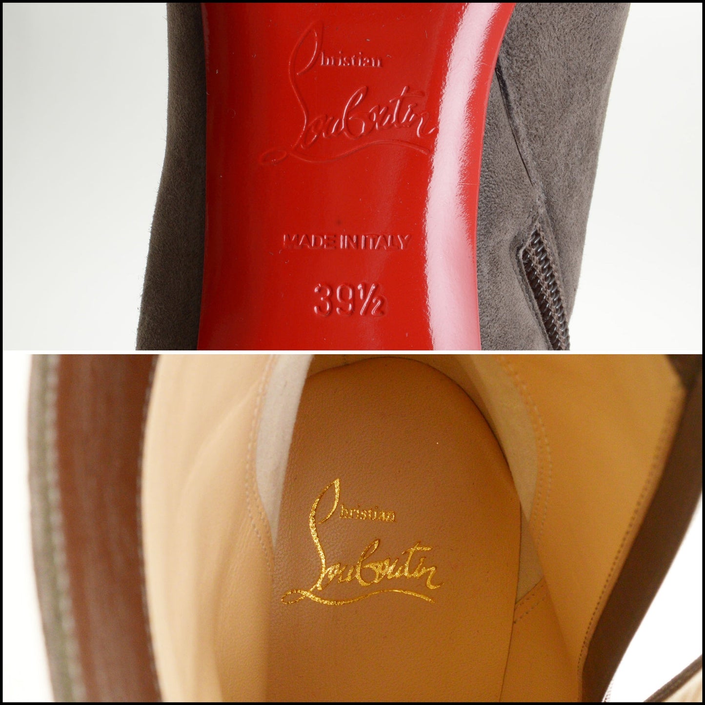 RDC14947 CHRISTIAN LOUBOUTIN Grey Suede High Heel Ankle Boots Size 39.5