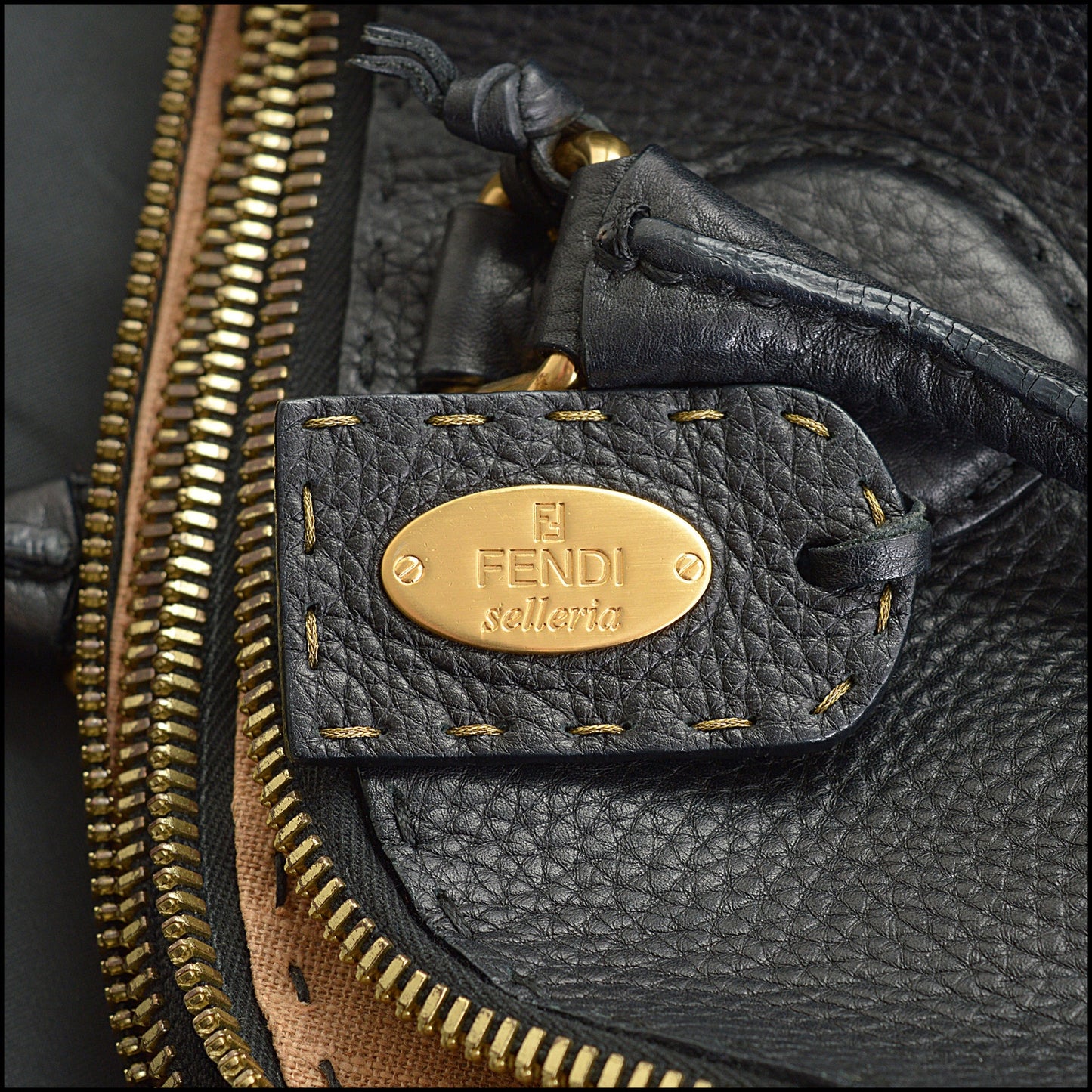 RDC14493 Fendi Selleria Black Pebbled Leather Dome Bag
