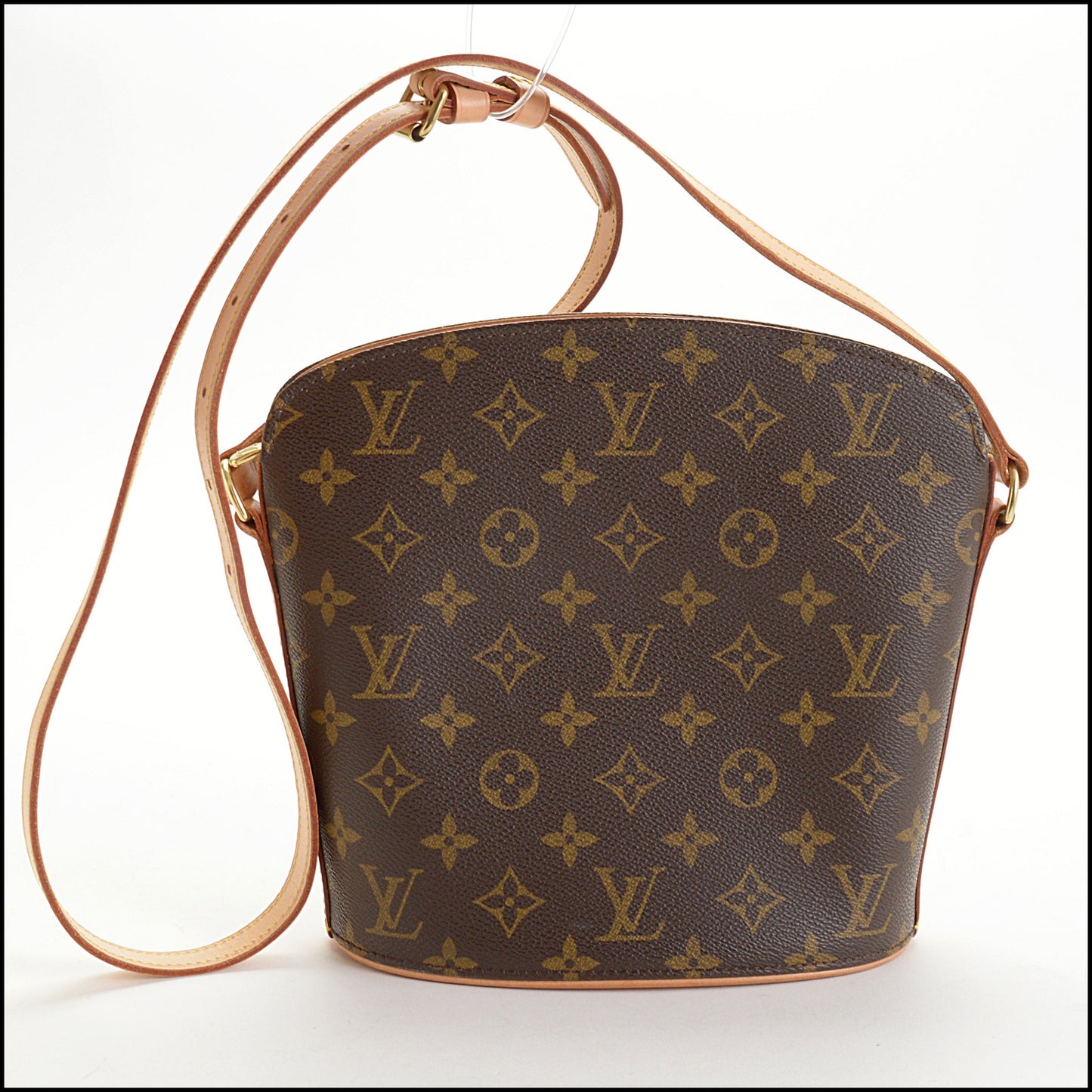 RDC14937 LOUIS VUITTON Dark Brown Drouot Monogram Canvas Crossbody Bag