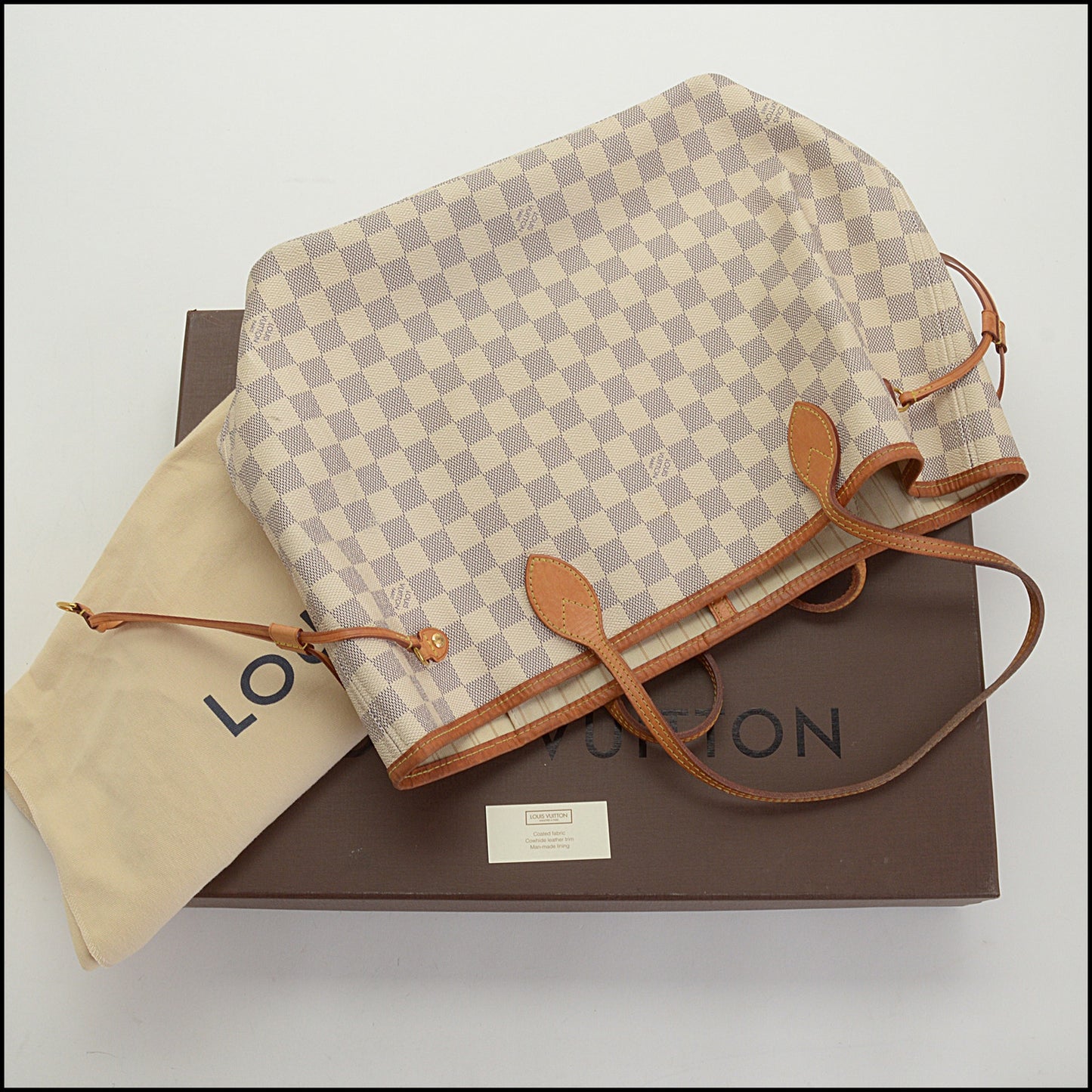 RDC14675 LOUIS VUITTON 2015 Damier Azur Neverfull MM Tote Bag
