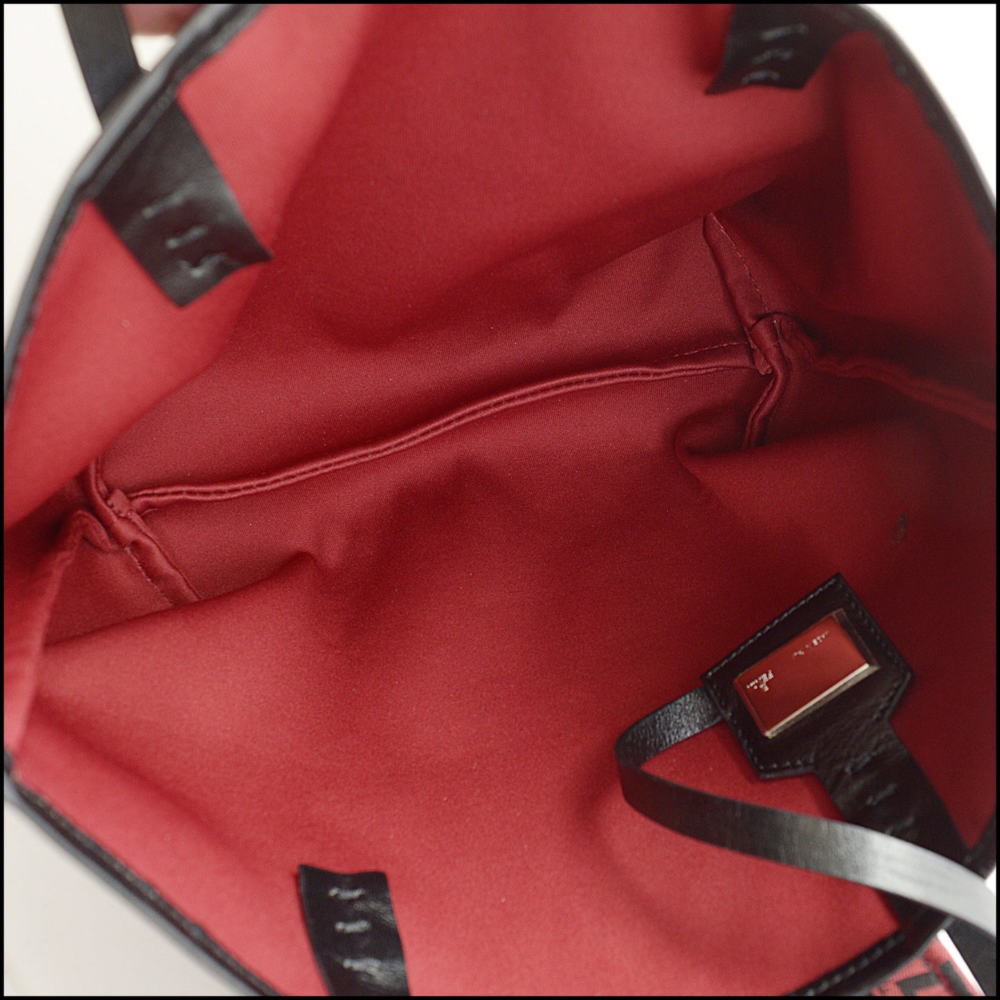 RDC14852 FENDI Red & Black Zucchino Canvas Mini Tote