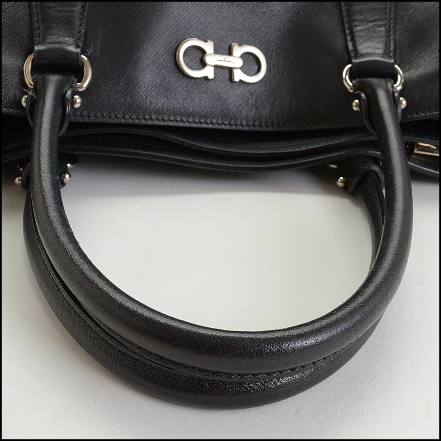 RDC14780 FERRAGAMO Black Leather Tote Bag With Strap